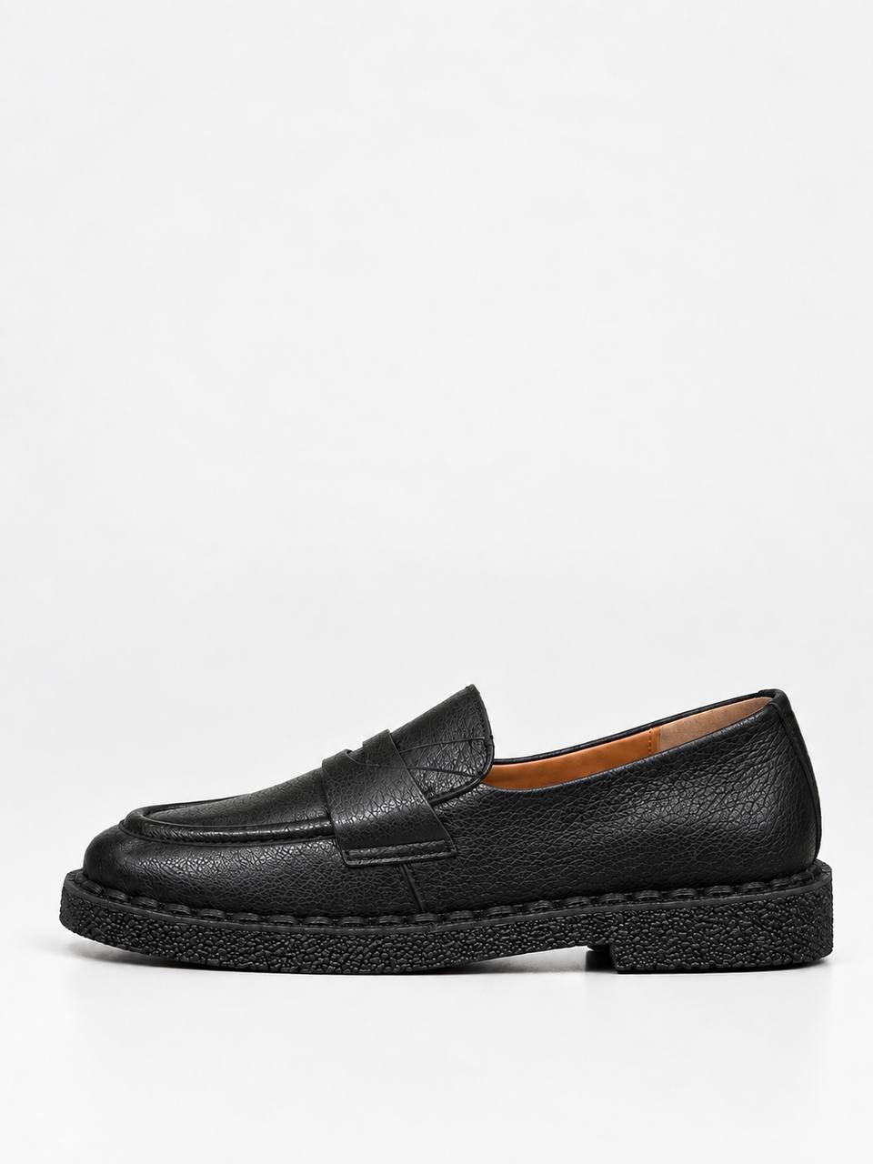 Black Leather Chunky-Sole Loafers