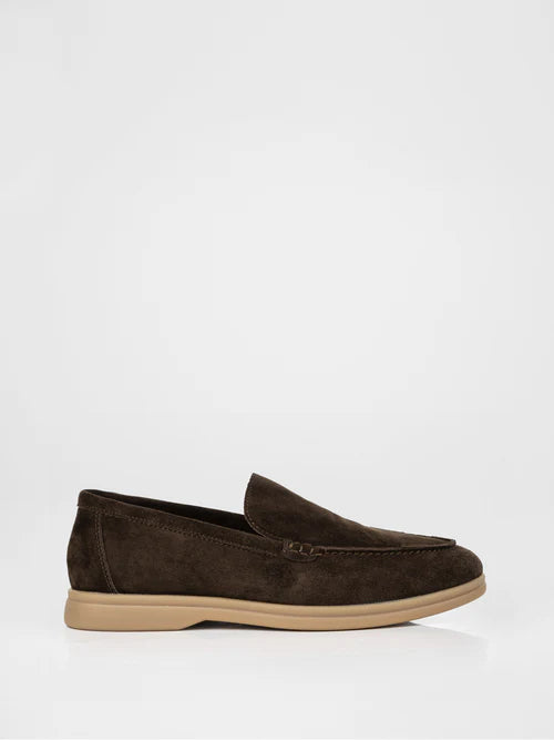 Chocolate suede loafers