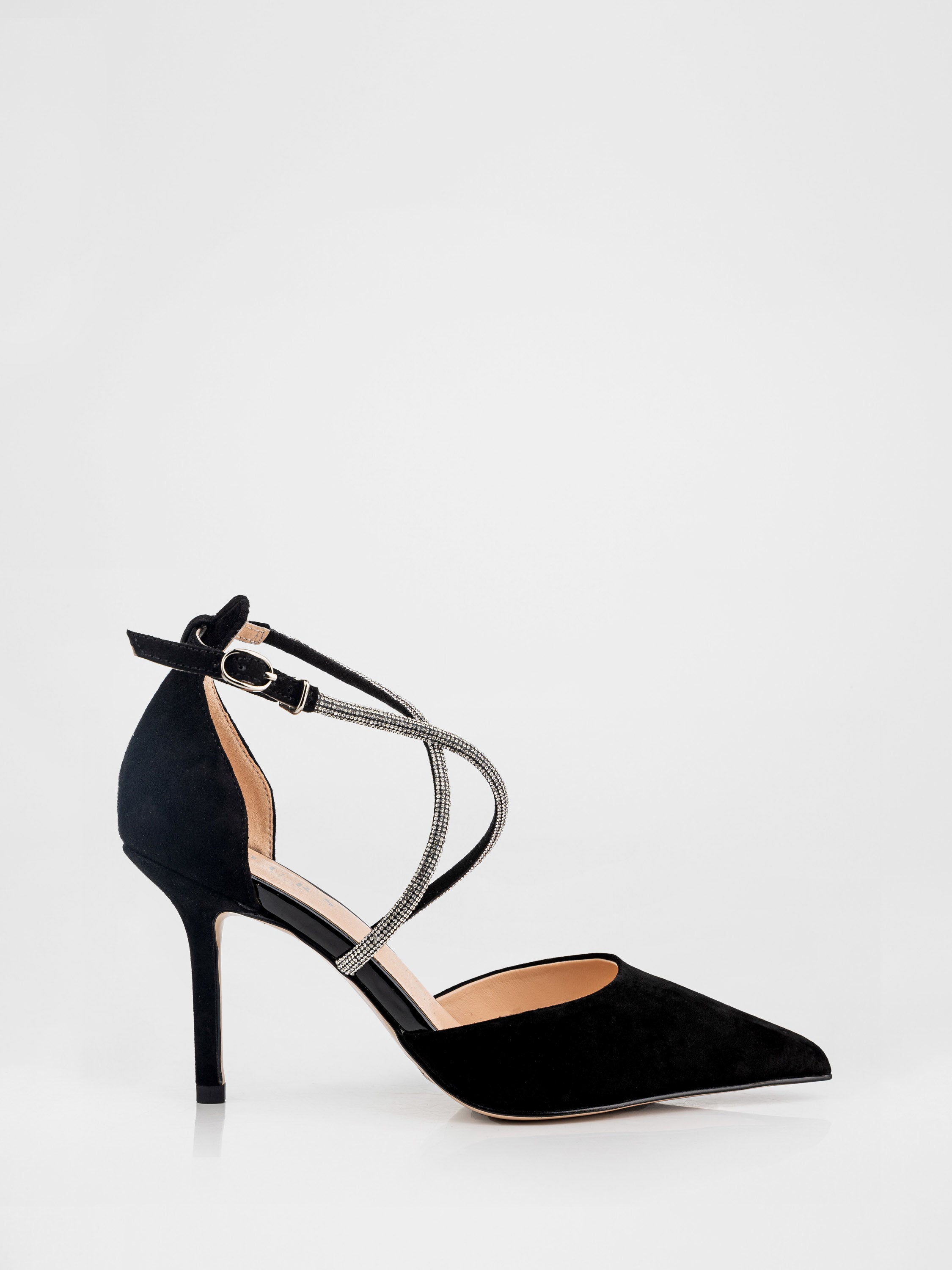 Black shoes decorated with stones