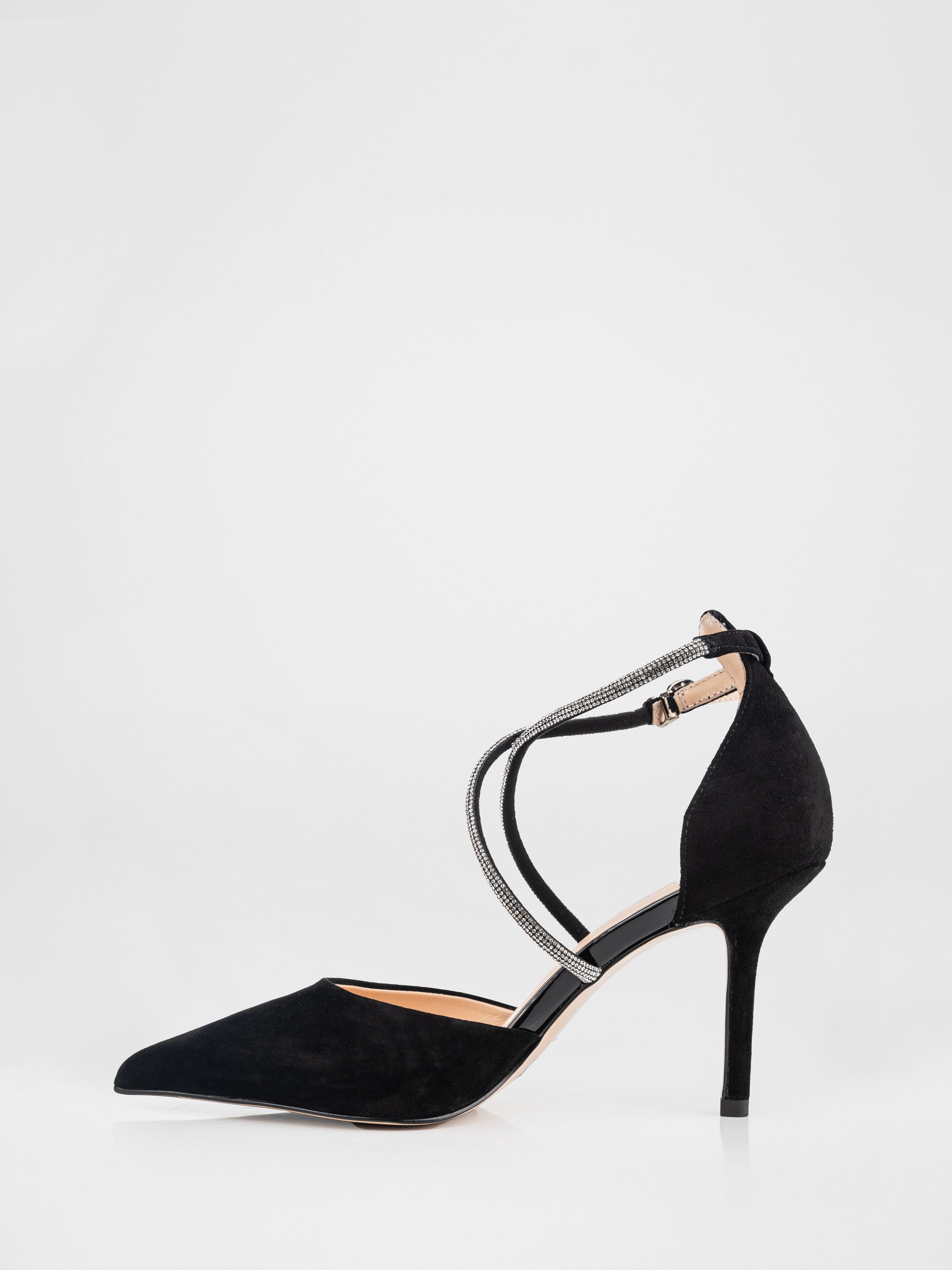 Black shoes decorated with stones