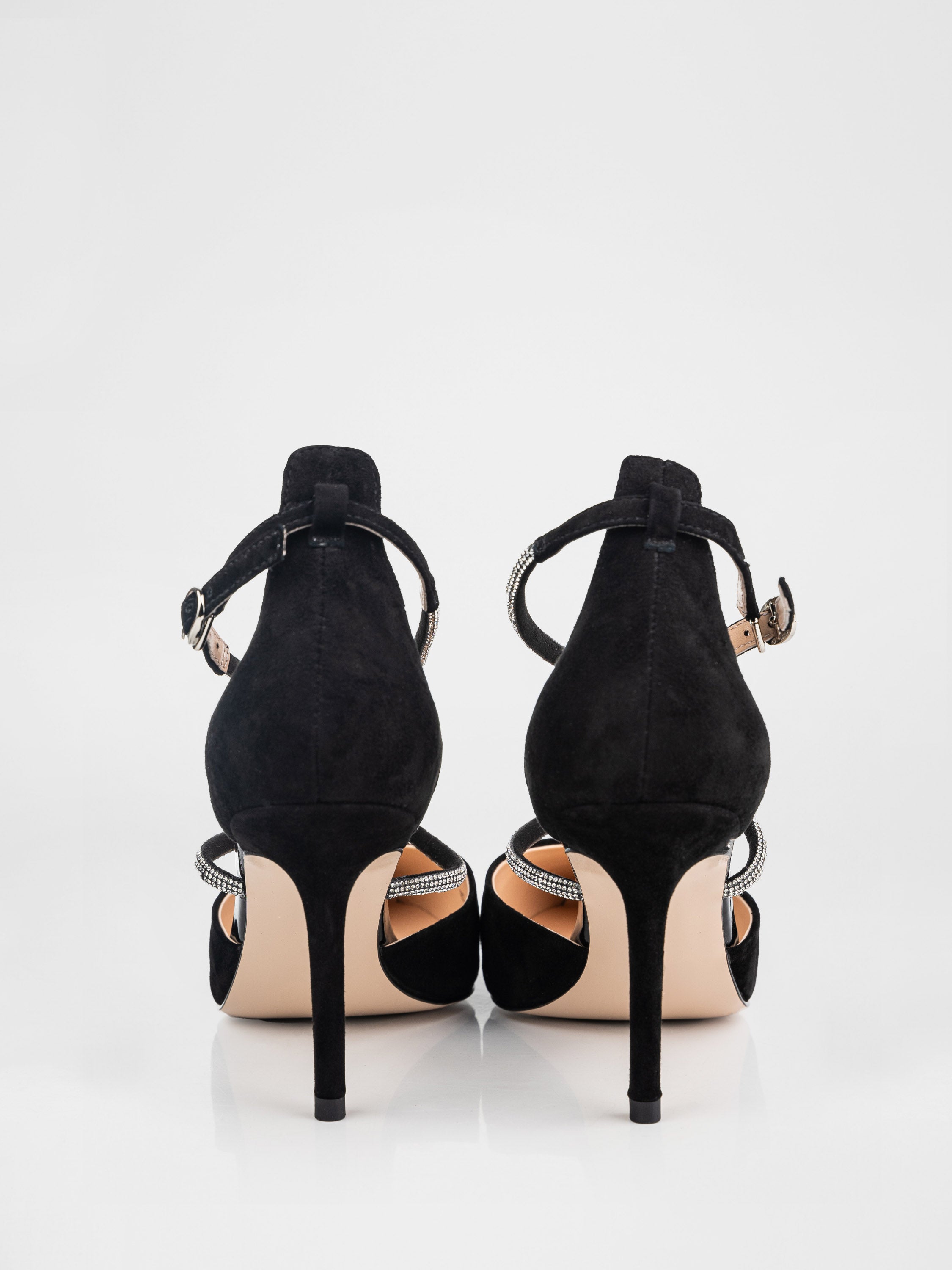 Black shoes decorated with stones