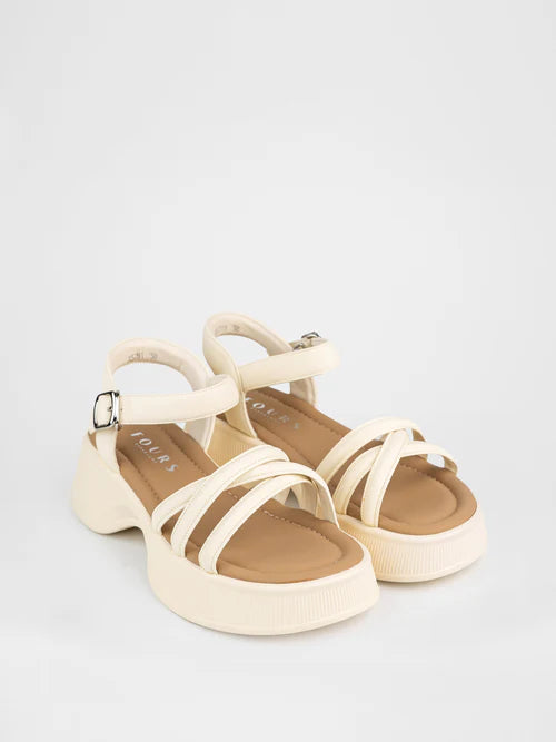 Sandalias de plataforma con entrelazado en color beige