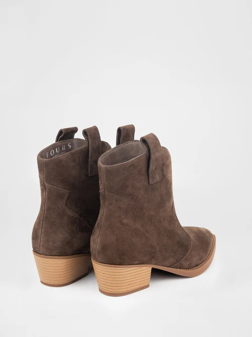 Brown suede cowboy boots