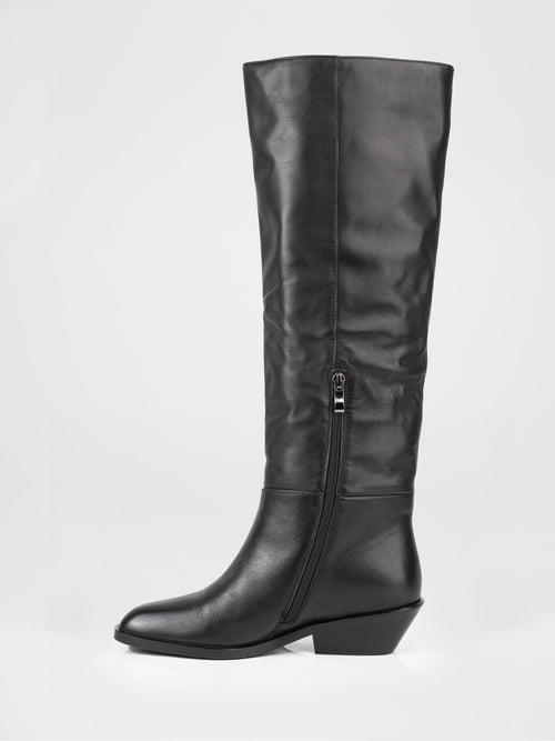 Botas altas de piel negra con forro cálido