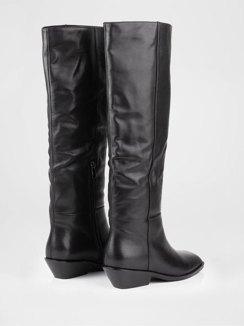 Botas altas de piel negra con forro cálido