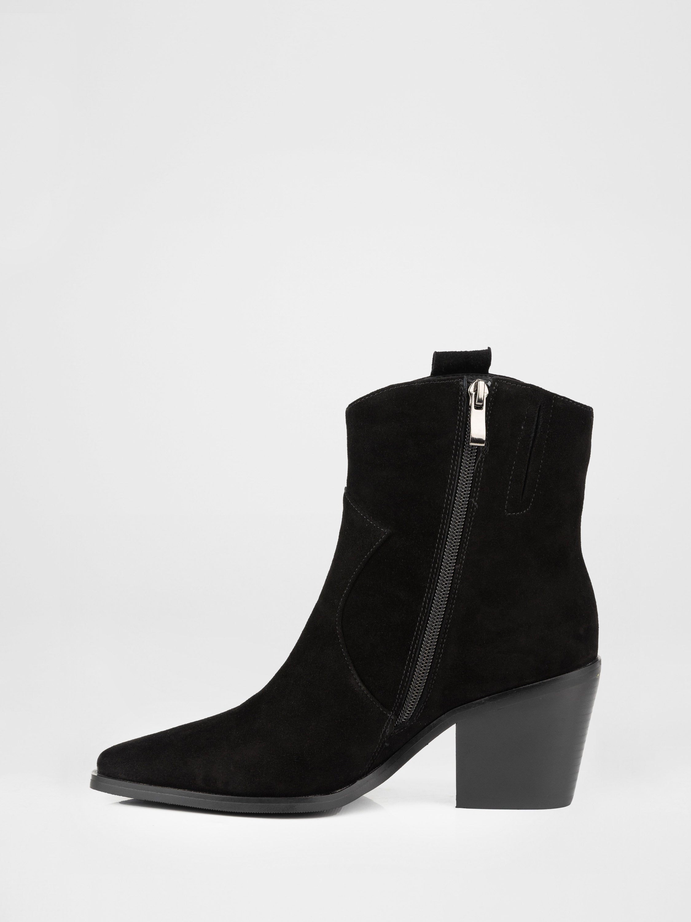 Suede cowboy boots in black