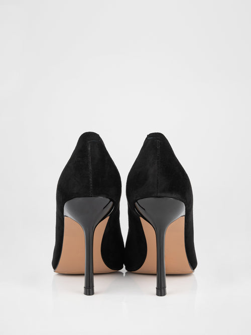 Black Suede Stiletto Pumps