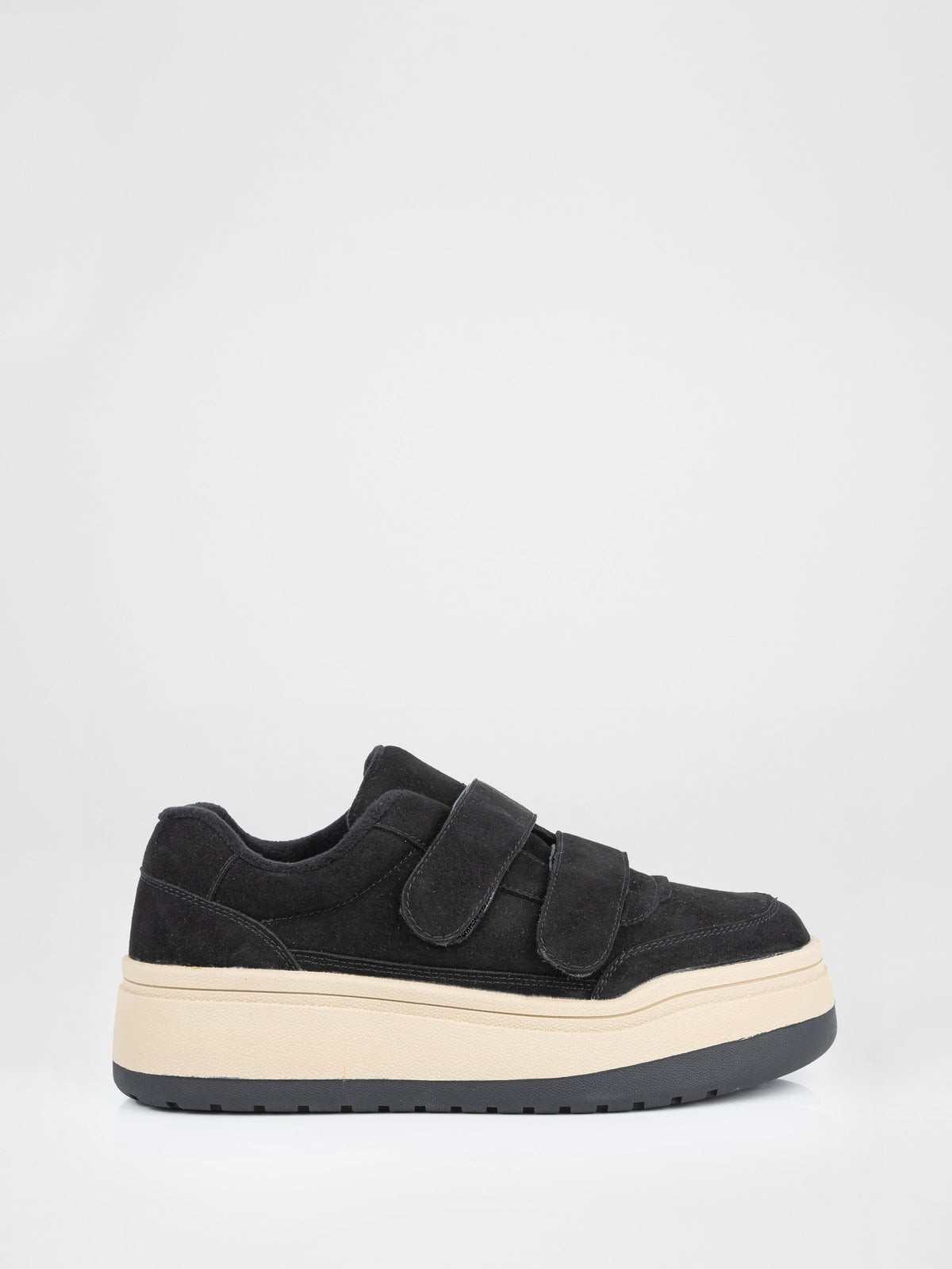 Zapatillas de plataforma de ante negro con velcro