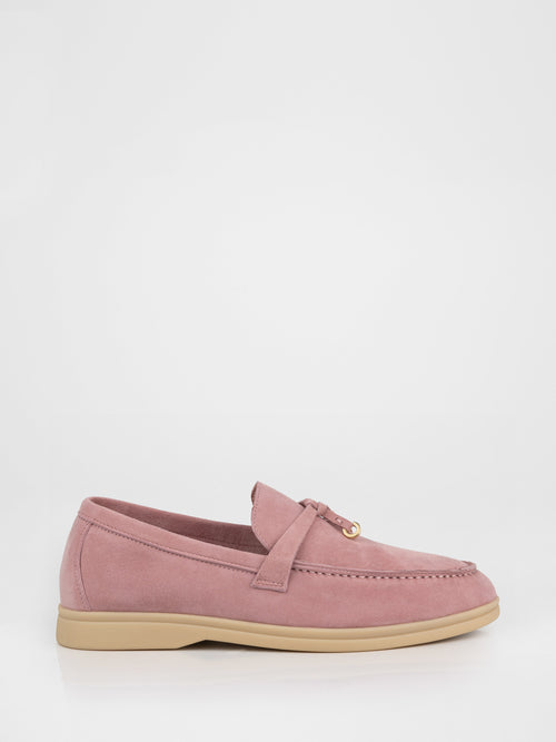 Mocasines de ante natural en color rosa