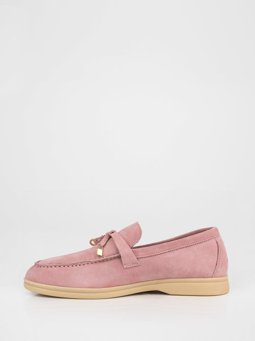 Mocasines de ante natural en color rosa