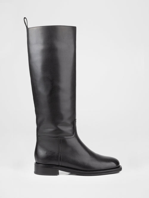 Botas altas de piel negra con forro de piel
