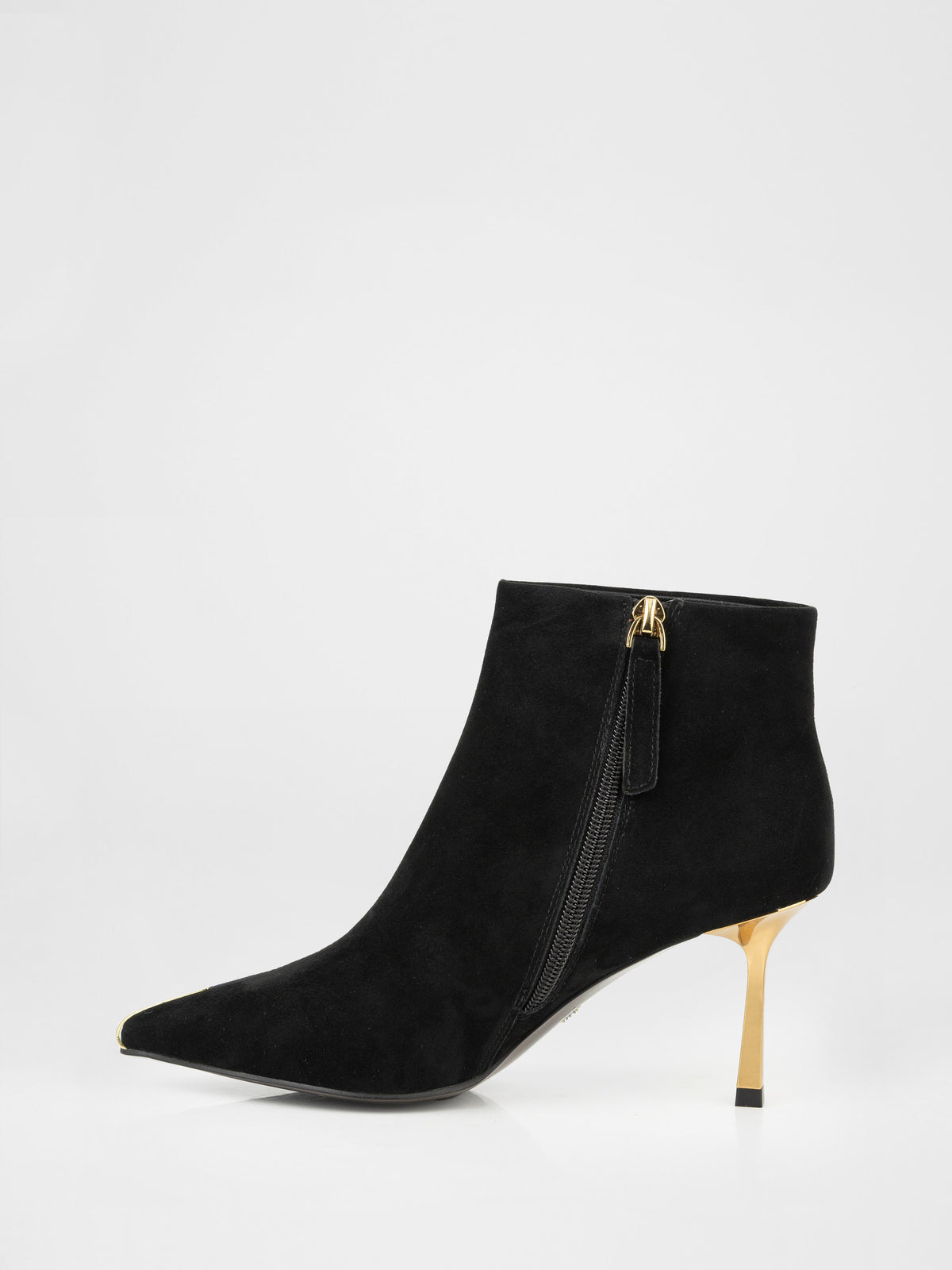 Botines de ante negro con tacón dorado
