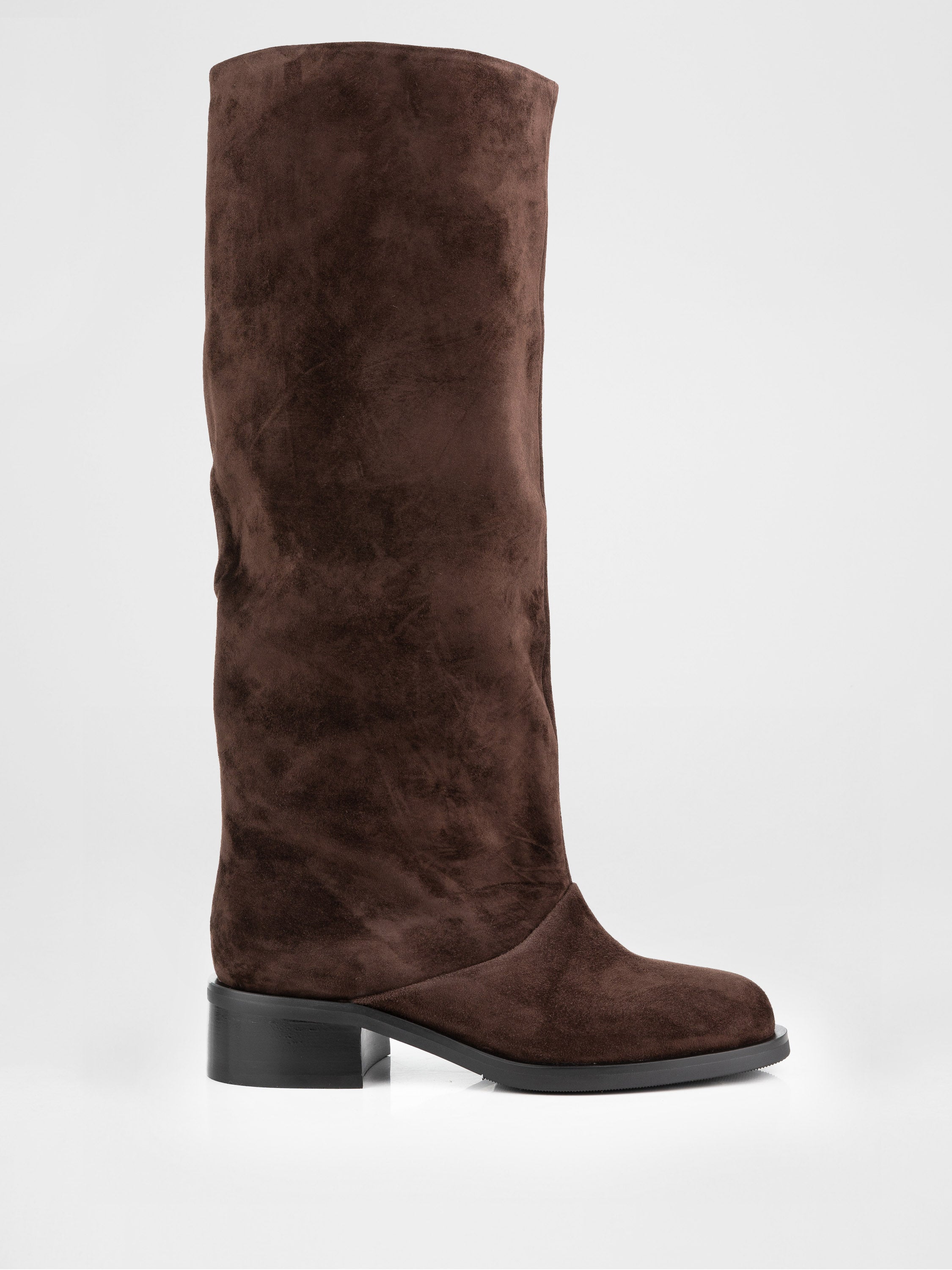 Chocolate-colored Truby boots