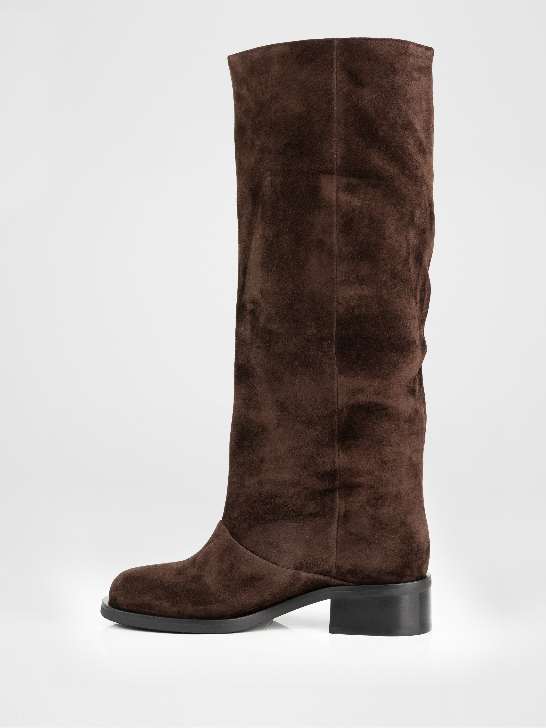 Chocolate-colored Truby boots