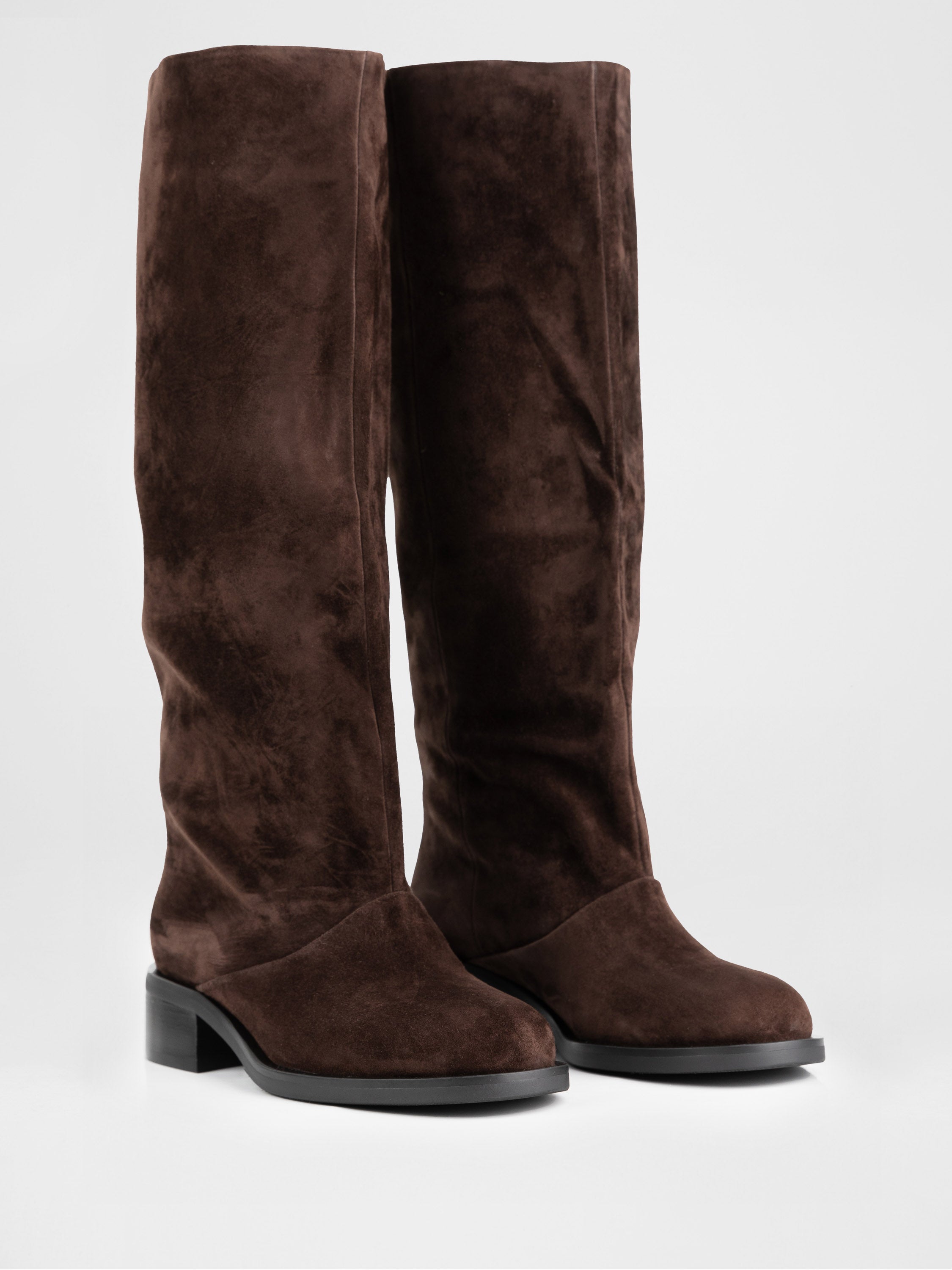 Chocolate-colored Truby boots