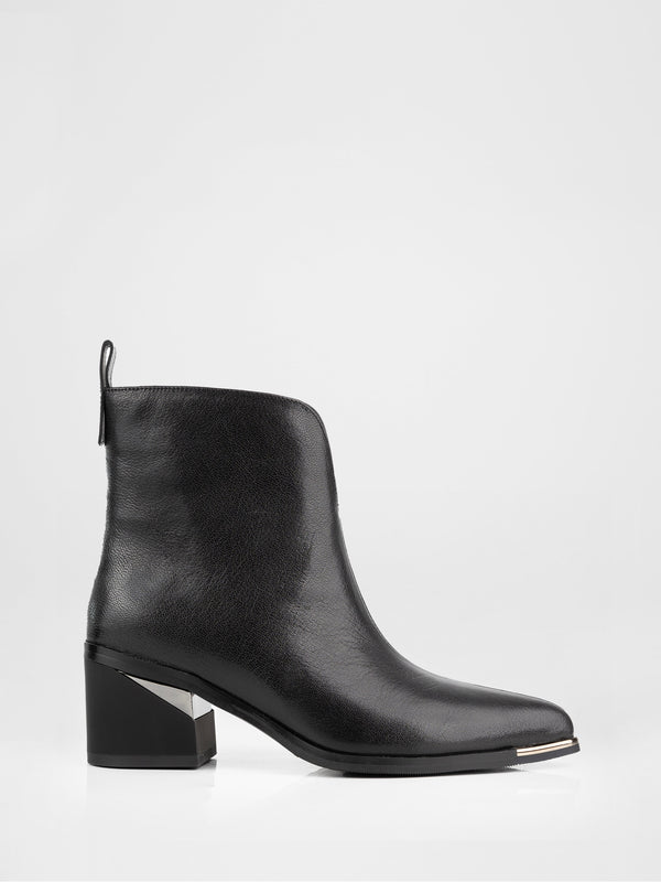 Botines de piel negros con tacón ancho