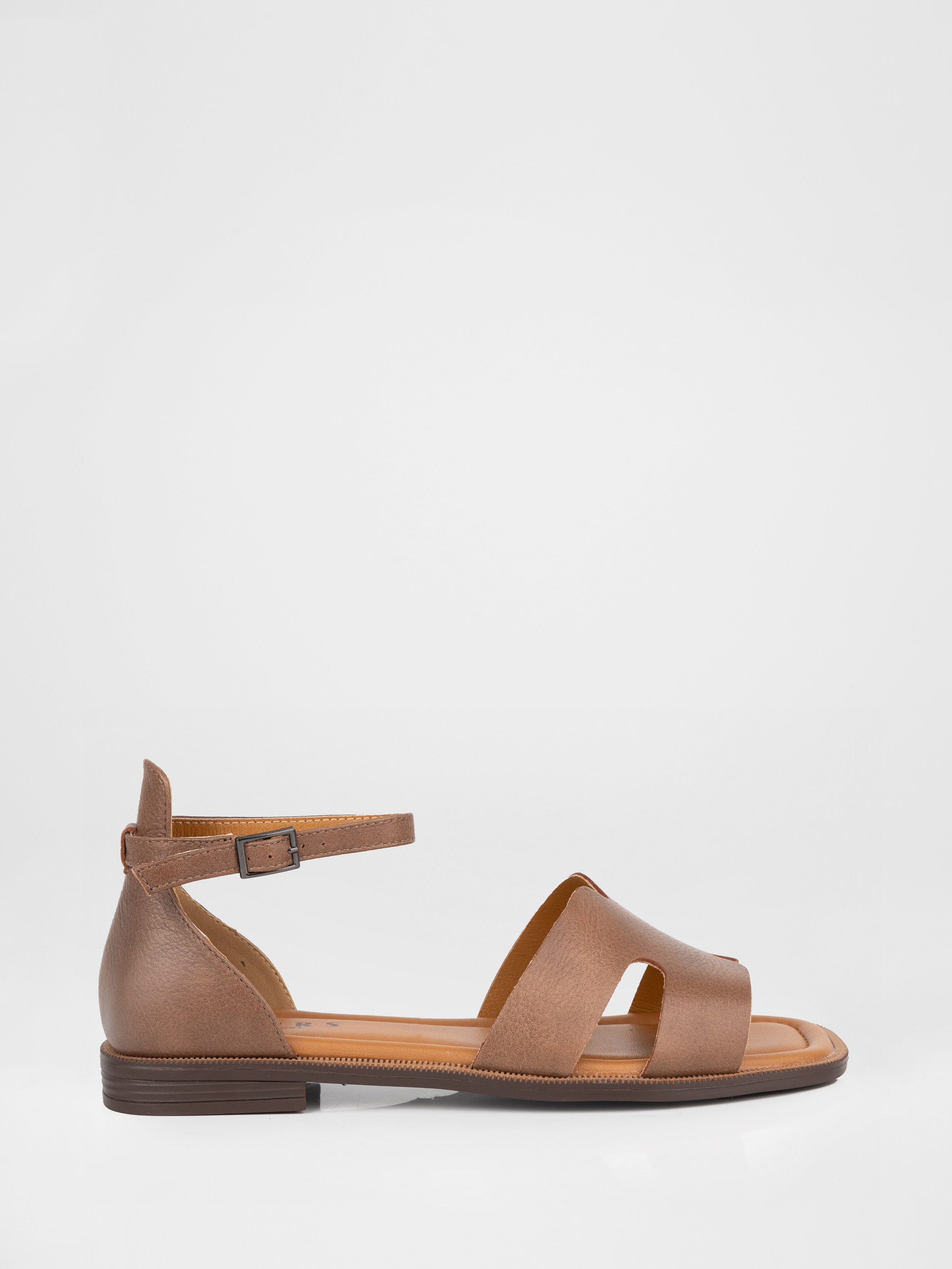 Women's chocolate-colored genuine leather sandals