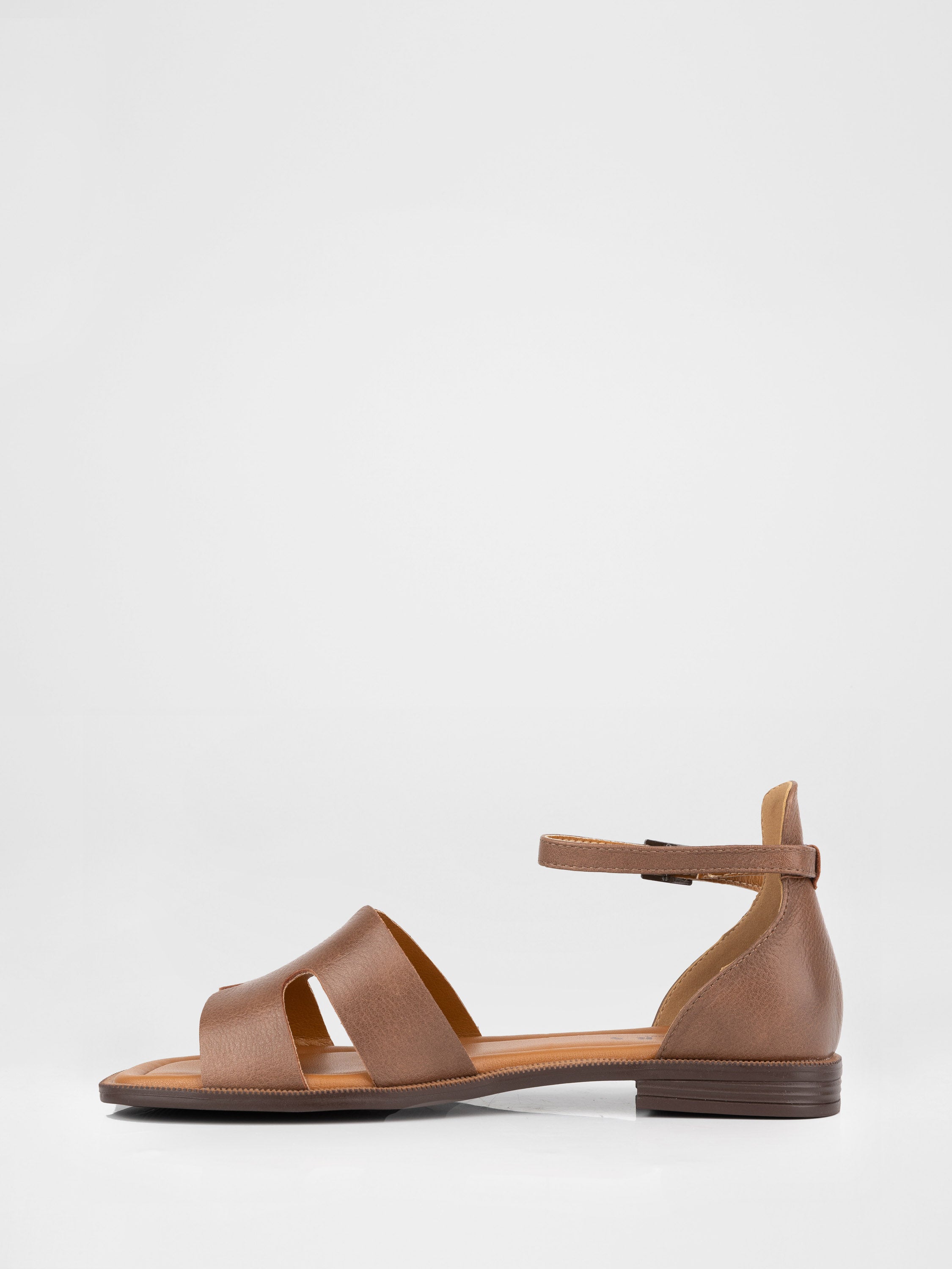 Women's chocolate-colored genuine leather sandals
