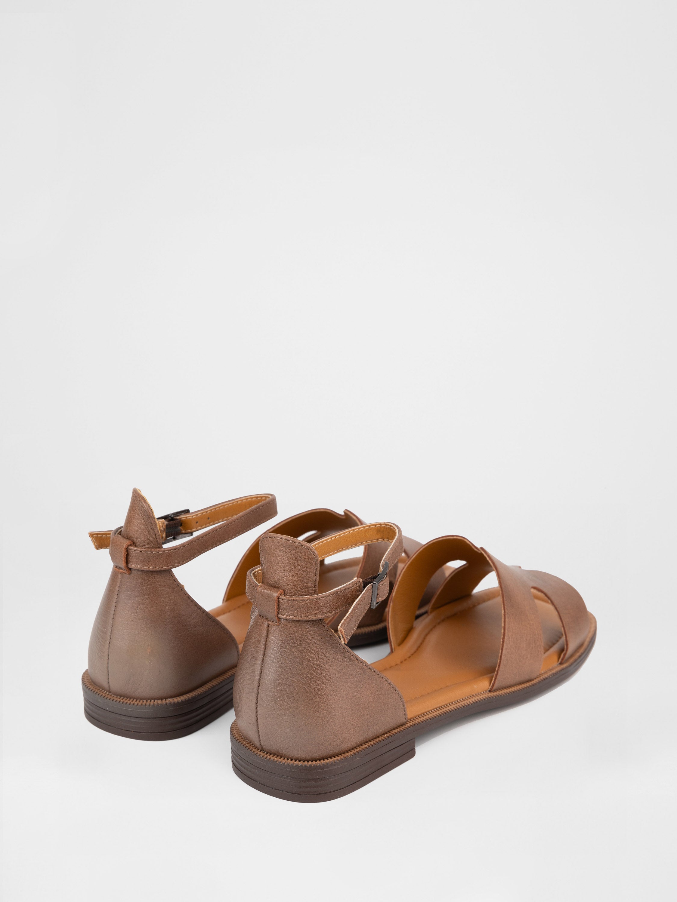 Women's chocolate-colored genuine leather sandals