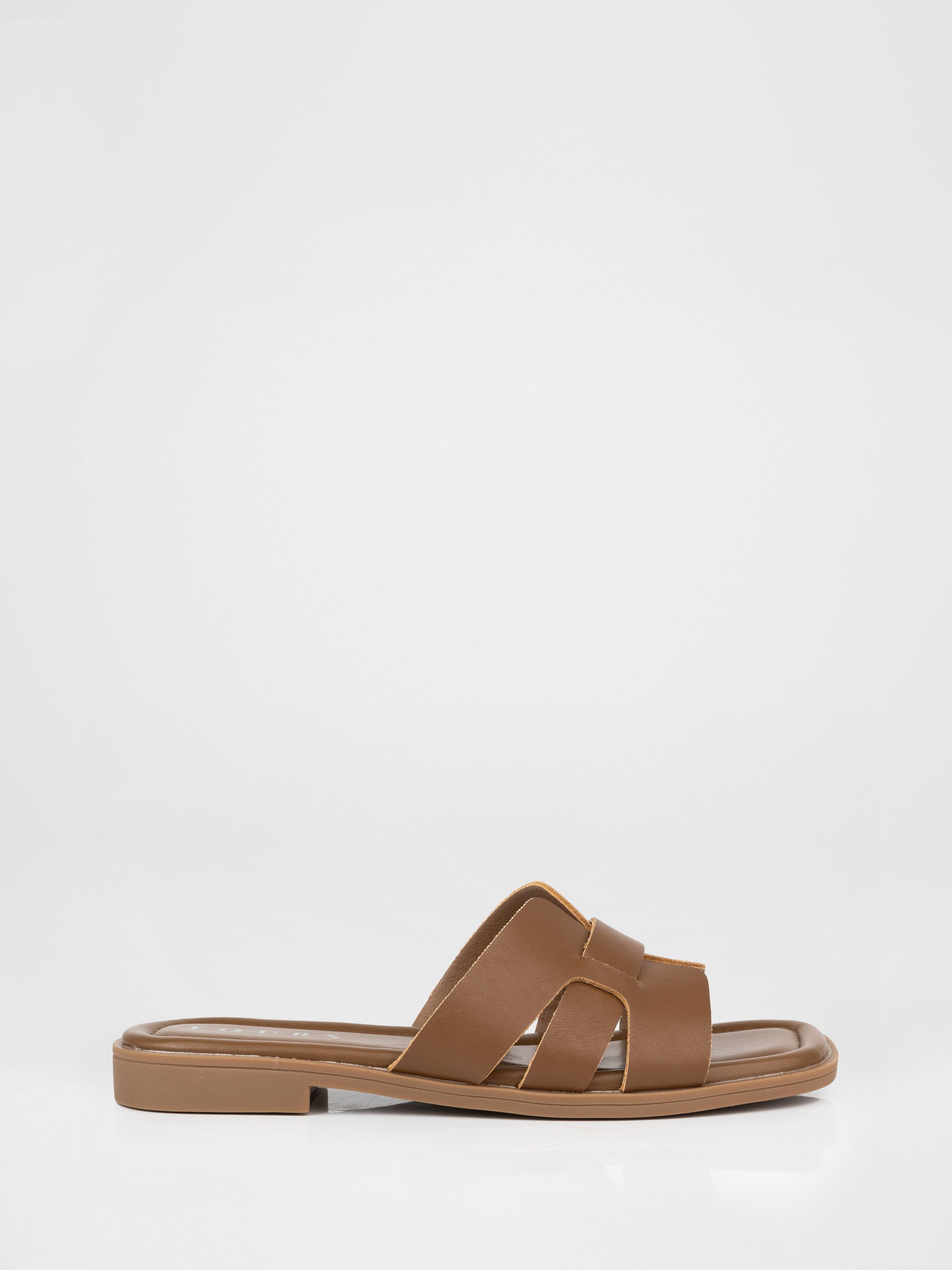 Chocolate-colored genuine leather clogs