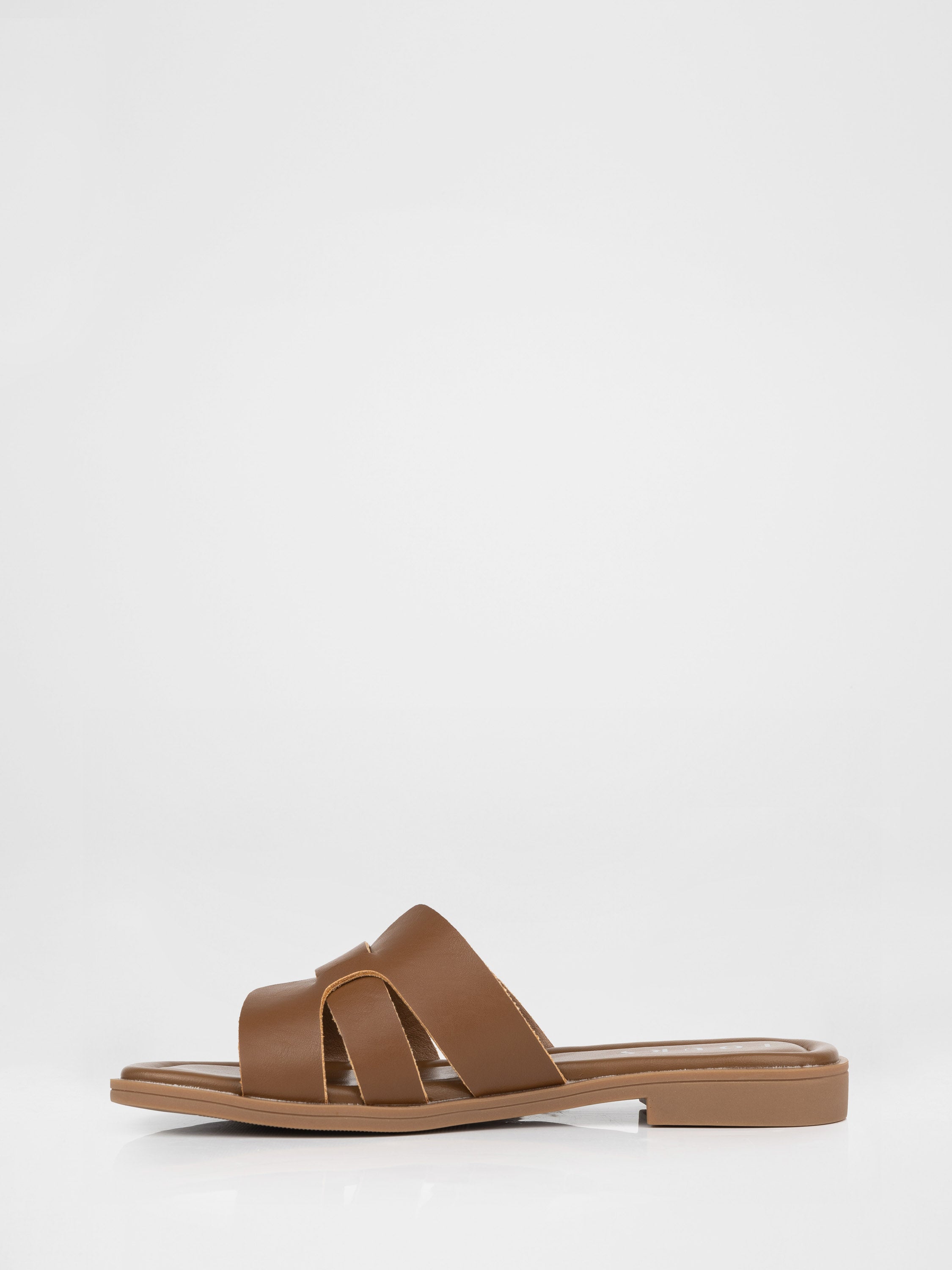 Chocolate-colored genuine leather clogs