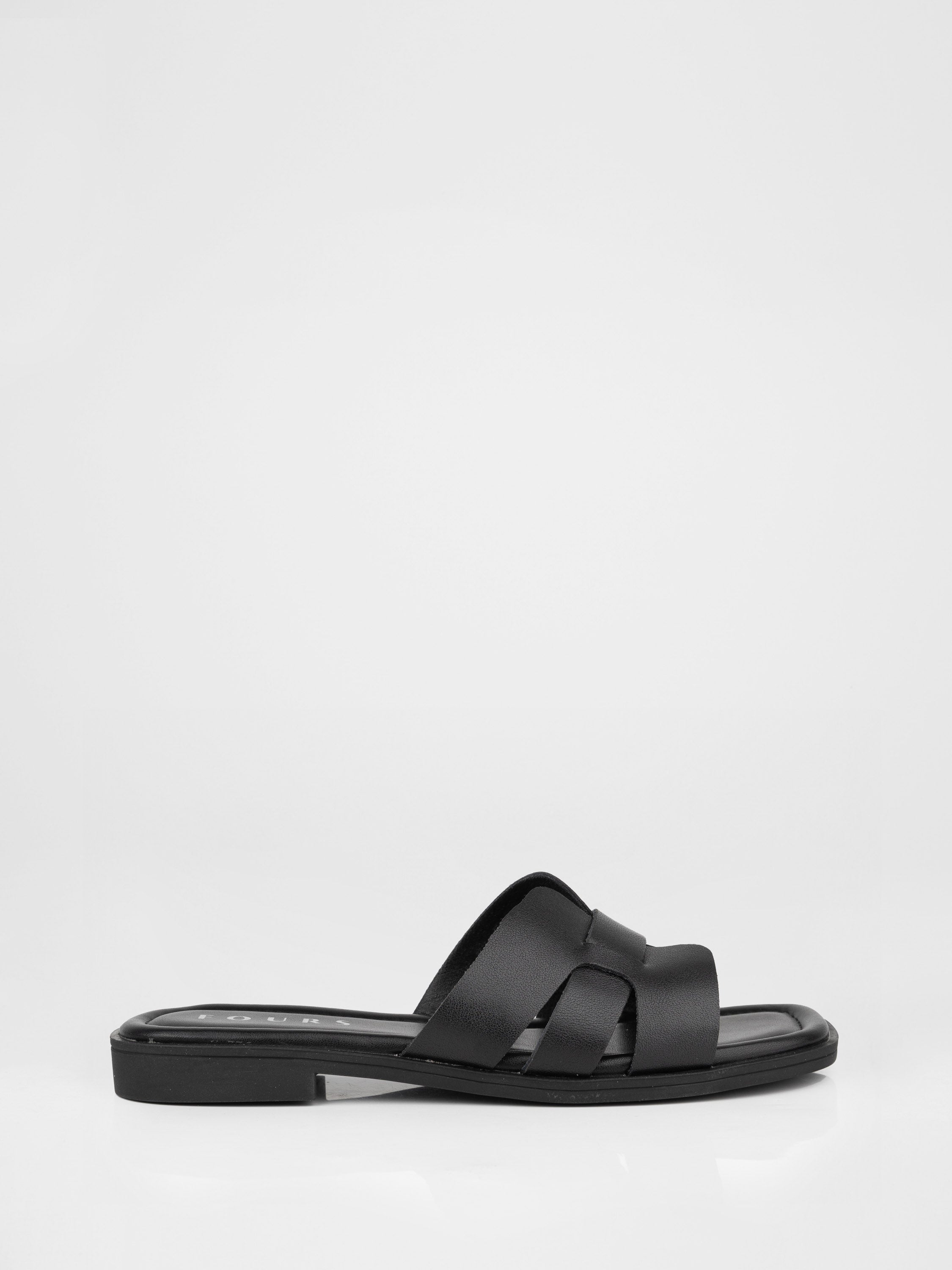 Natural leather clogs in black color