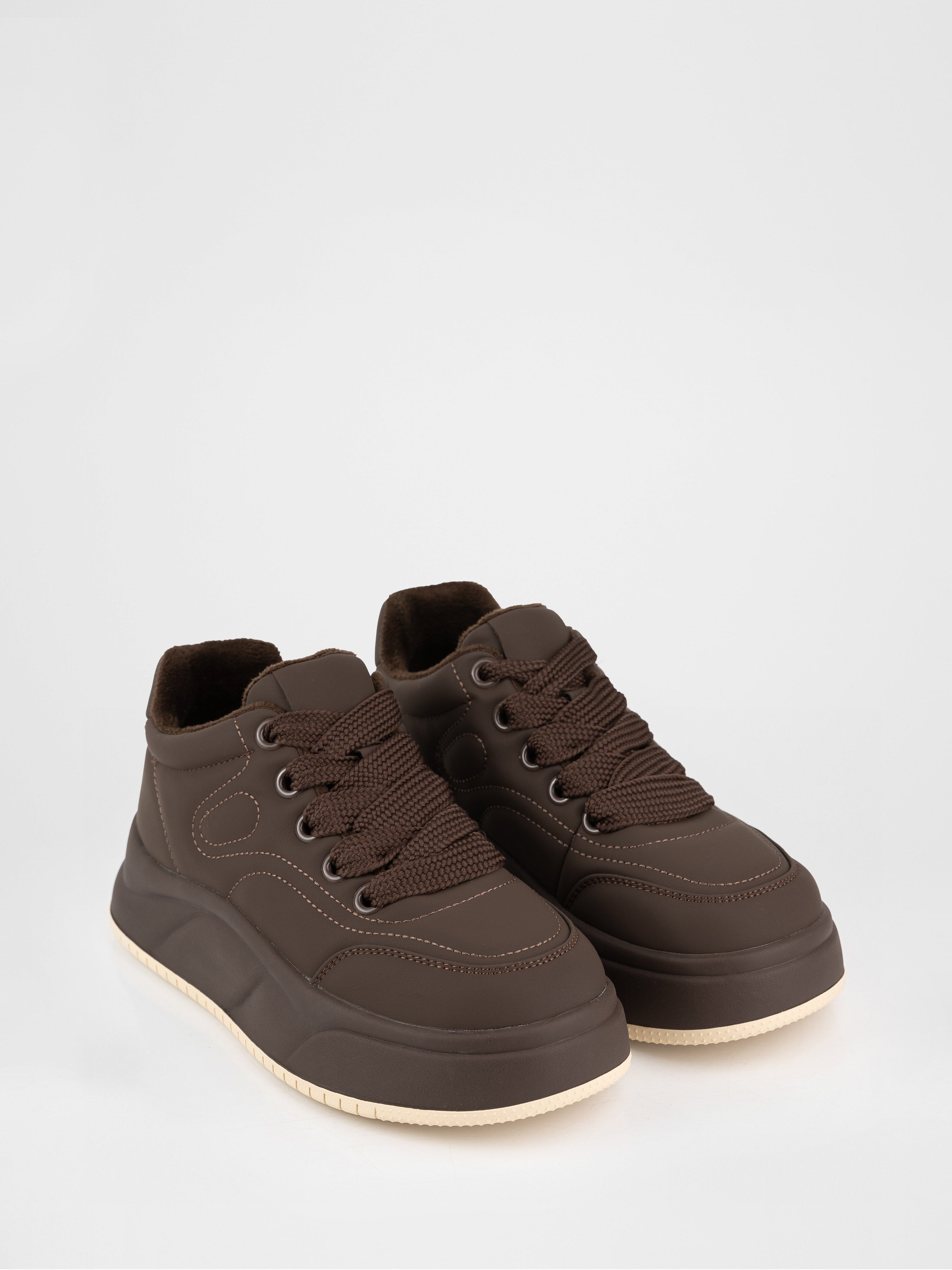 Chocolate-colored sneakers