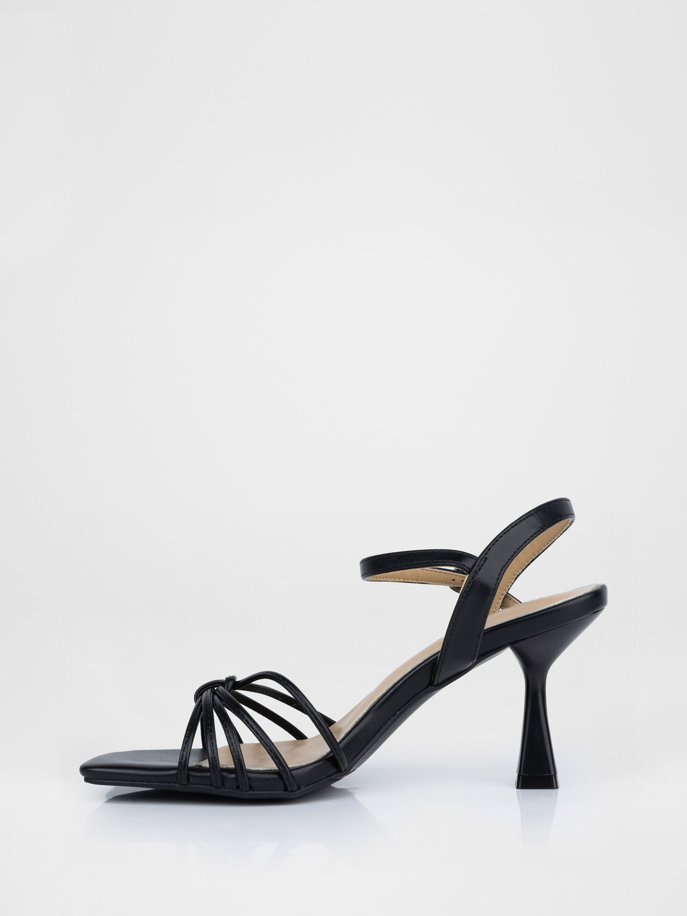 Black heeled sandals with thin straps