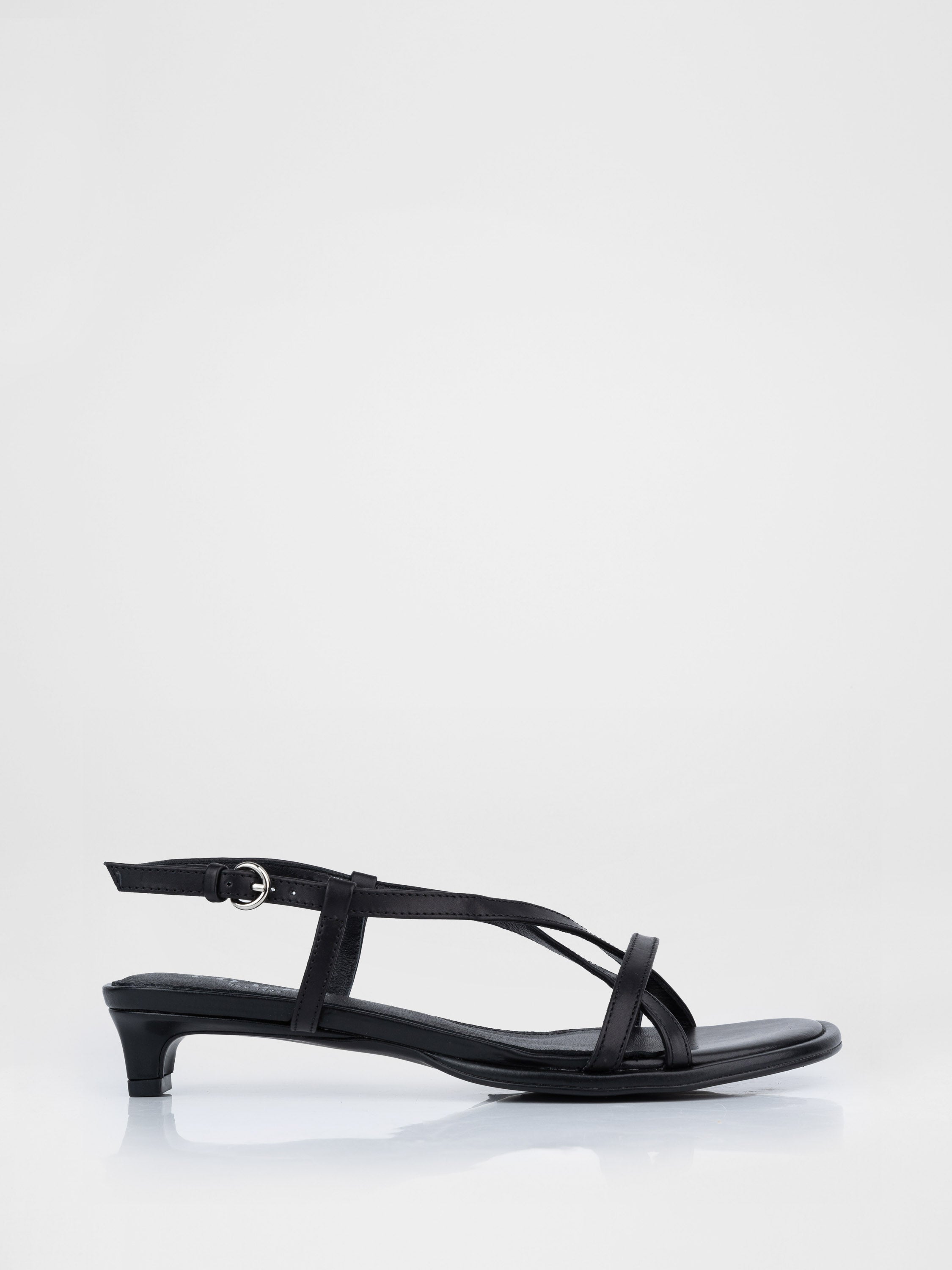 Black low-heeled sandals