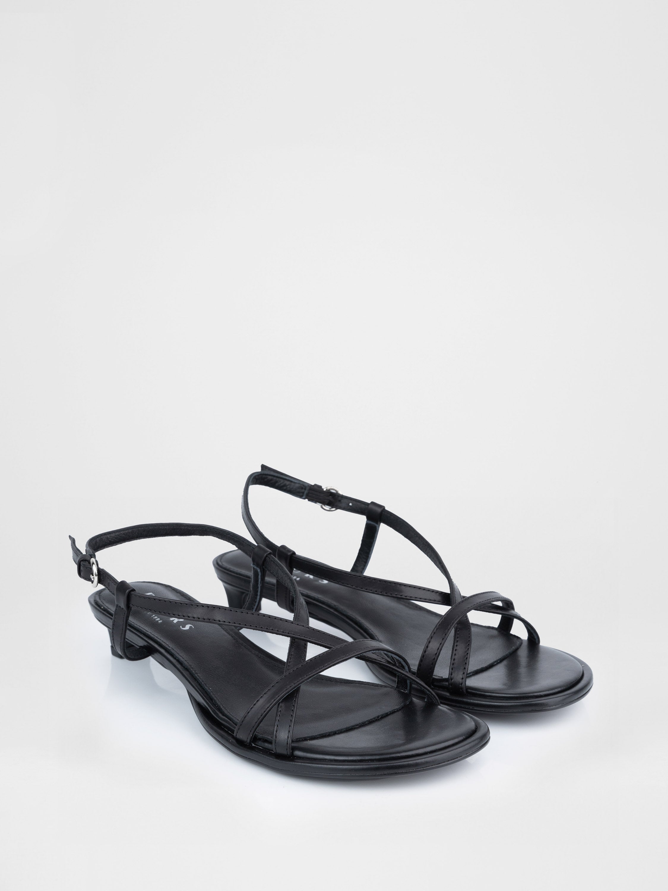 Black low-heeled sandals