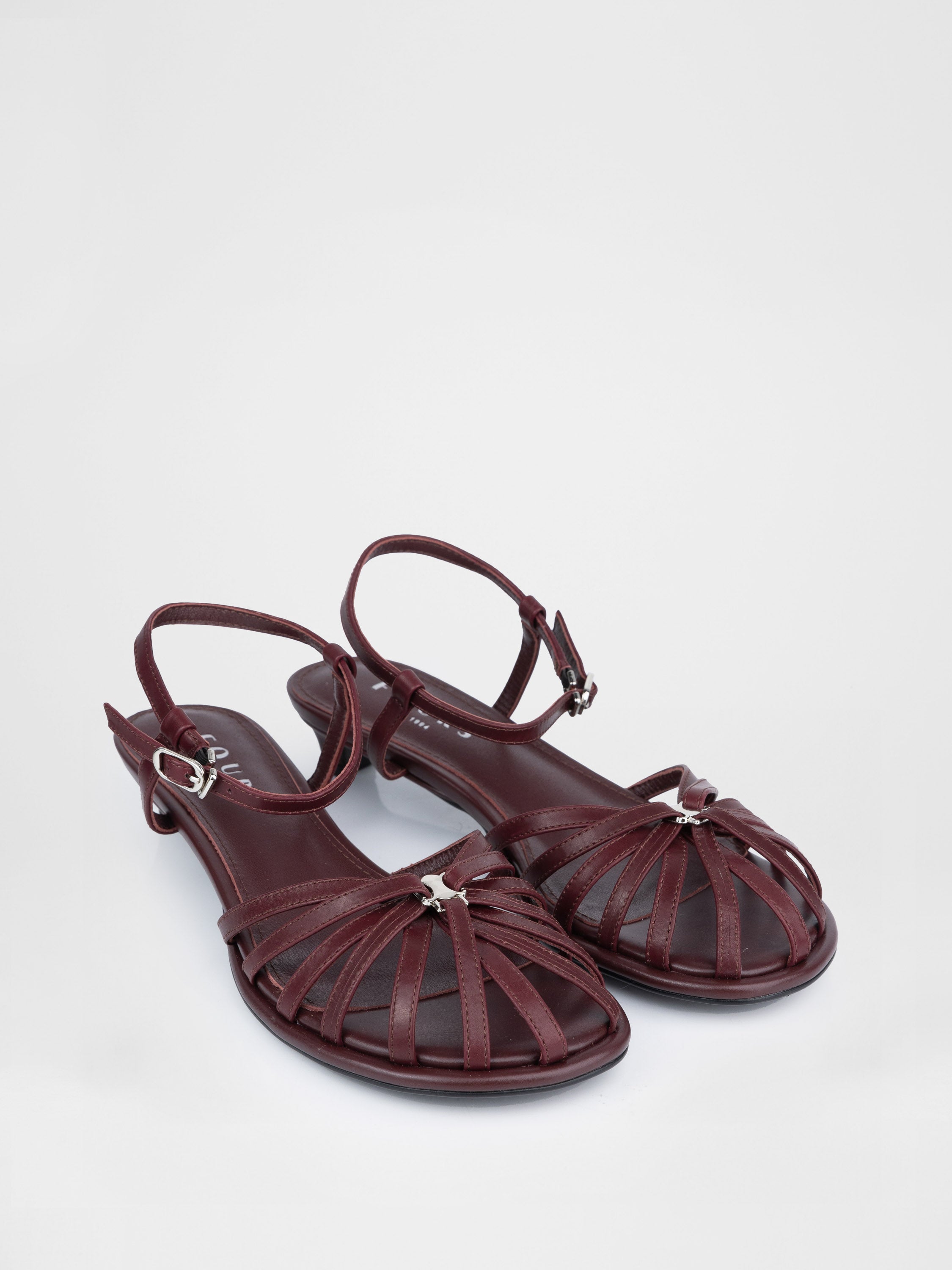 Burgundy sandals with thin straps