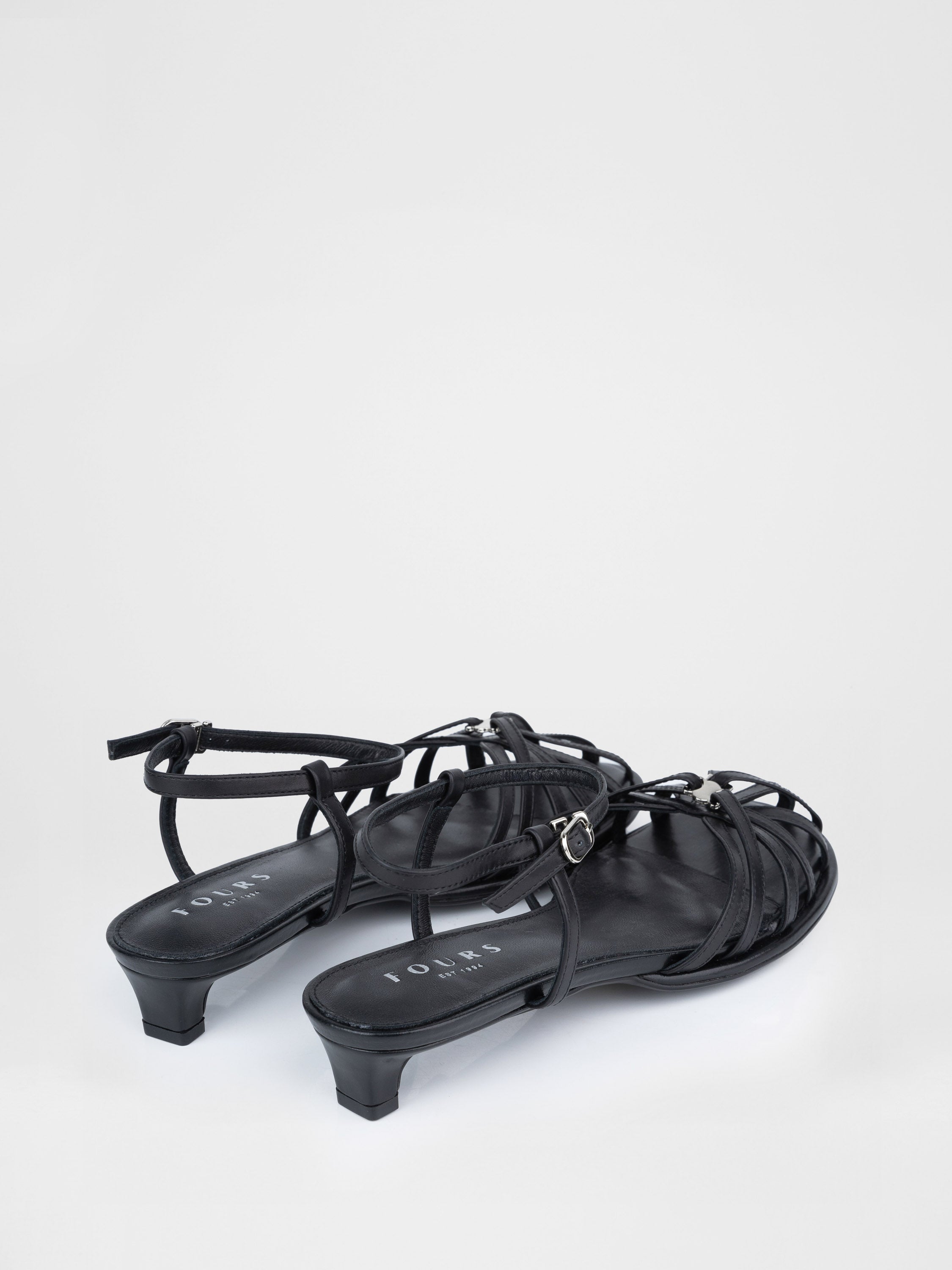 Black sandals with thin straps