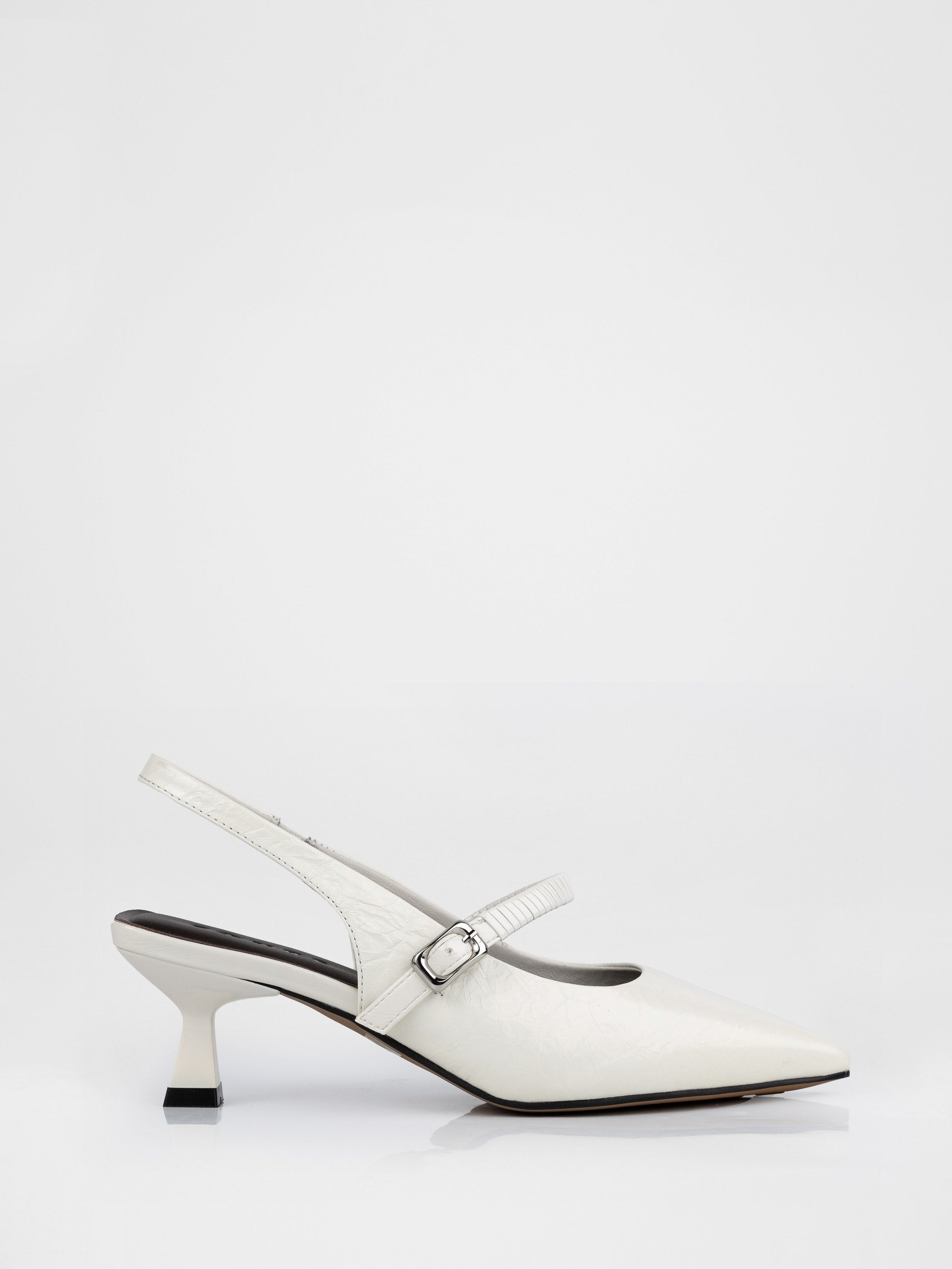 Milky-white slingbacks with a strap