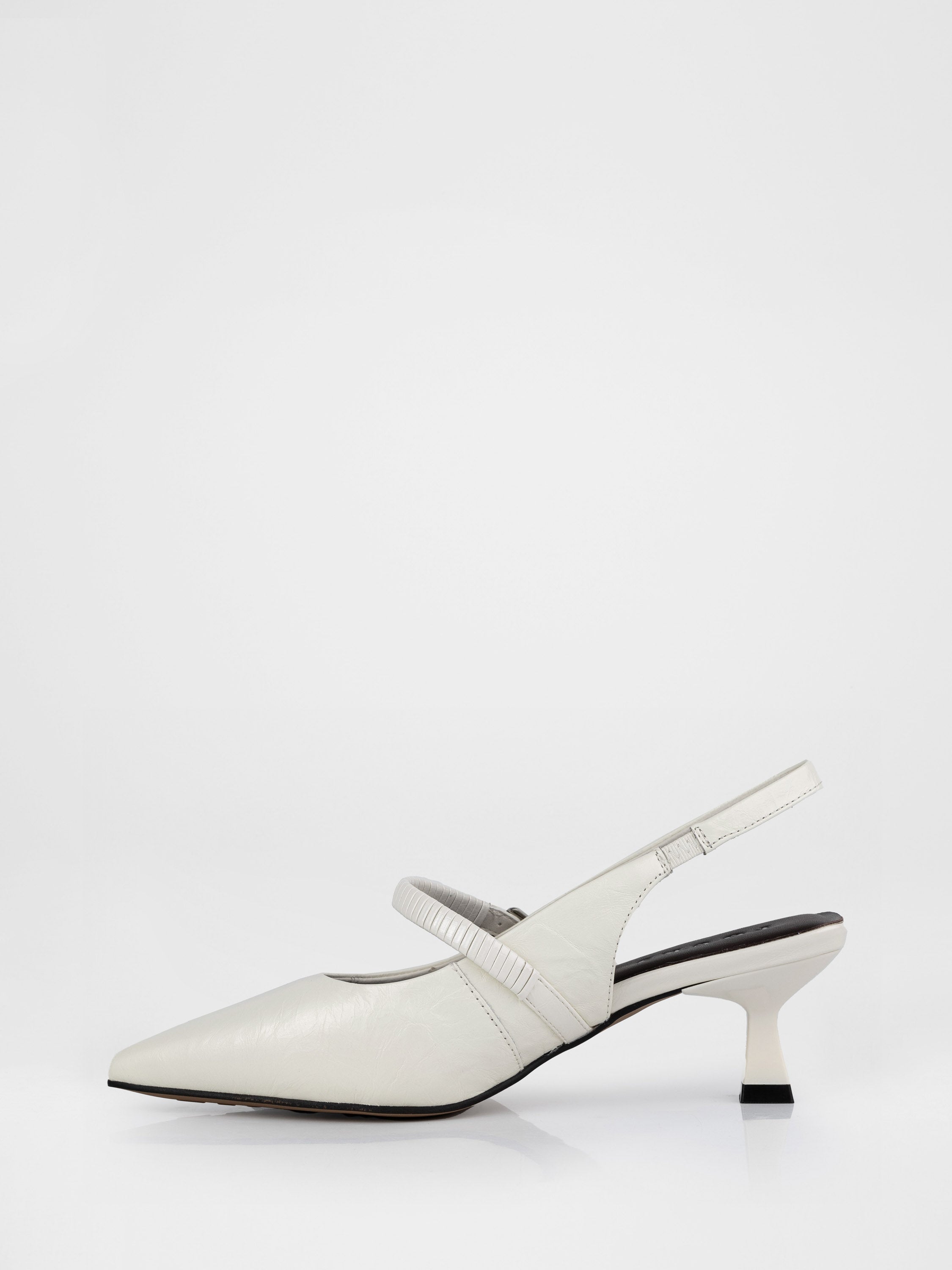 Milky-white slingbacks with a strap