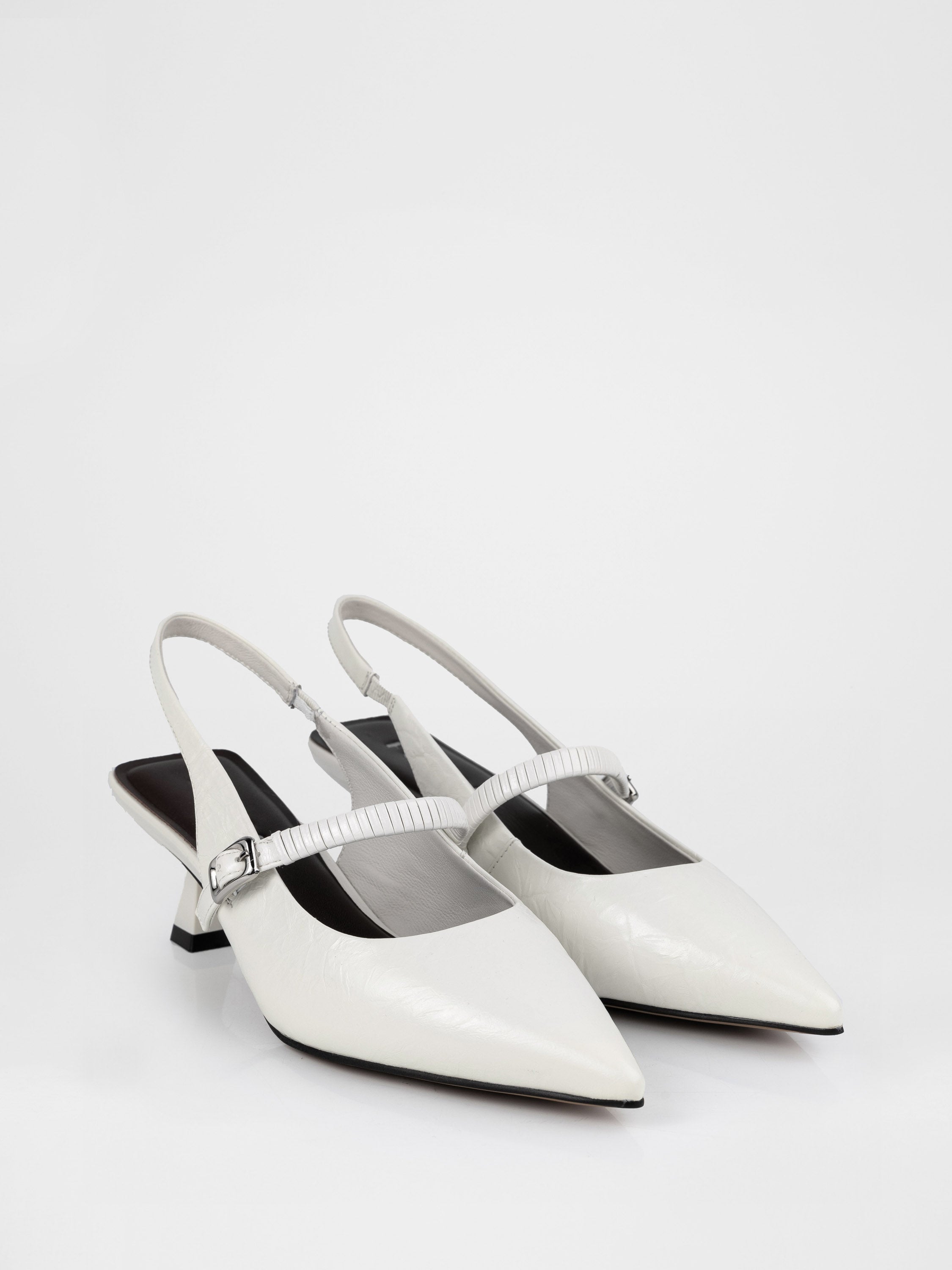 Milky-white slingbacks with a strap
