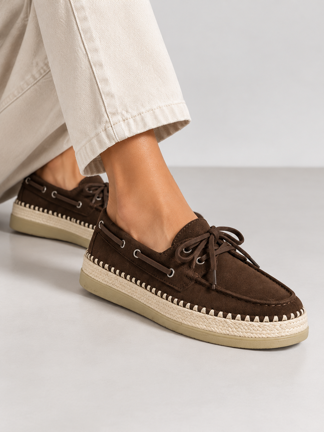 Chocolate Suede Loafers with Textured Sole