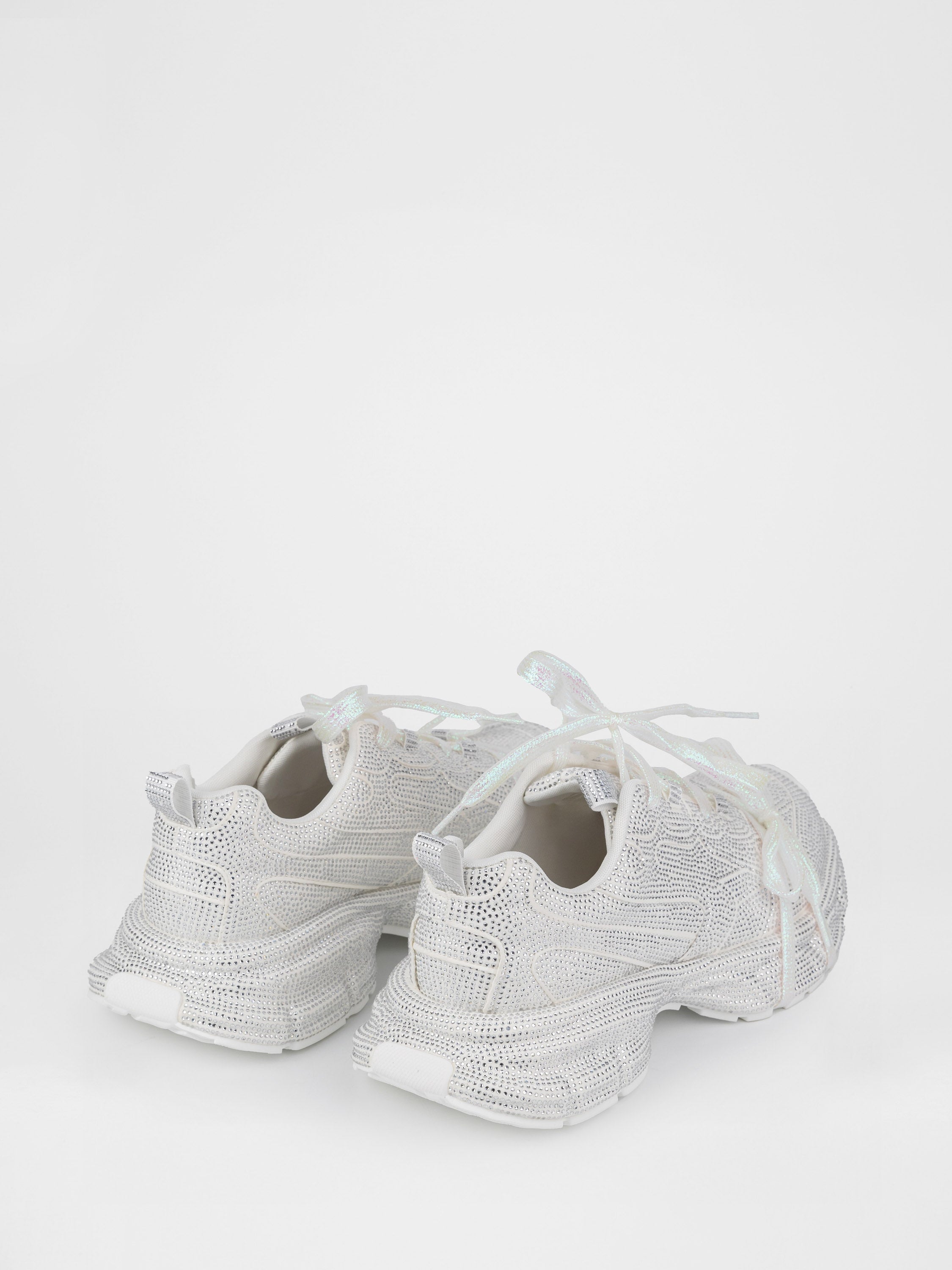 Women's white sneakers with sparkling stones