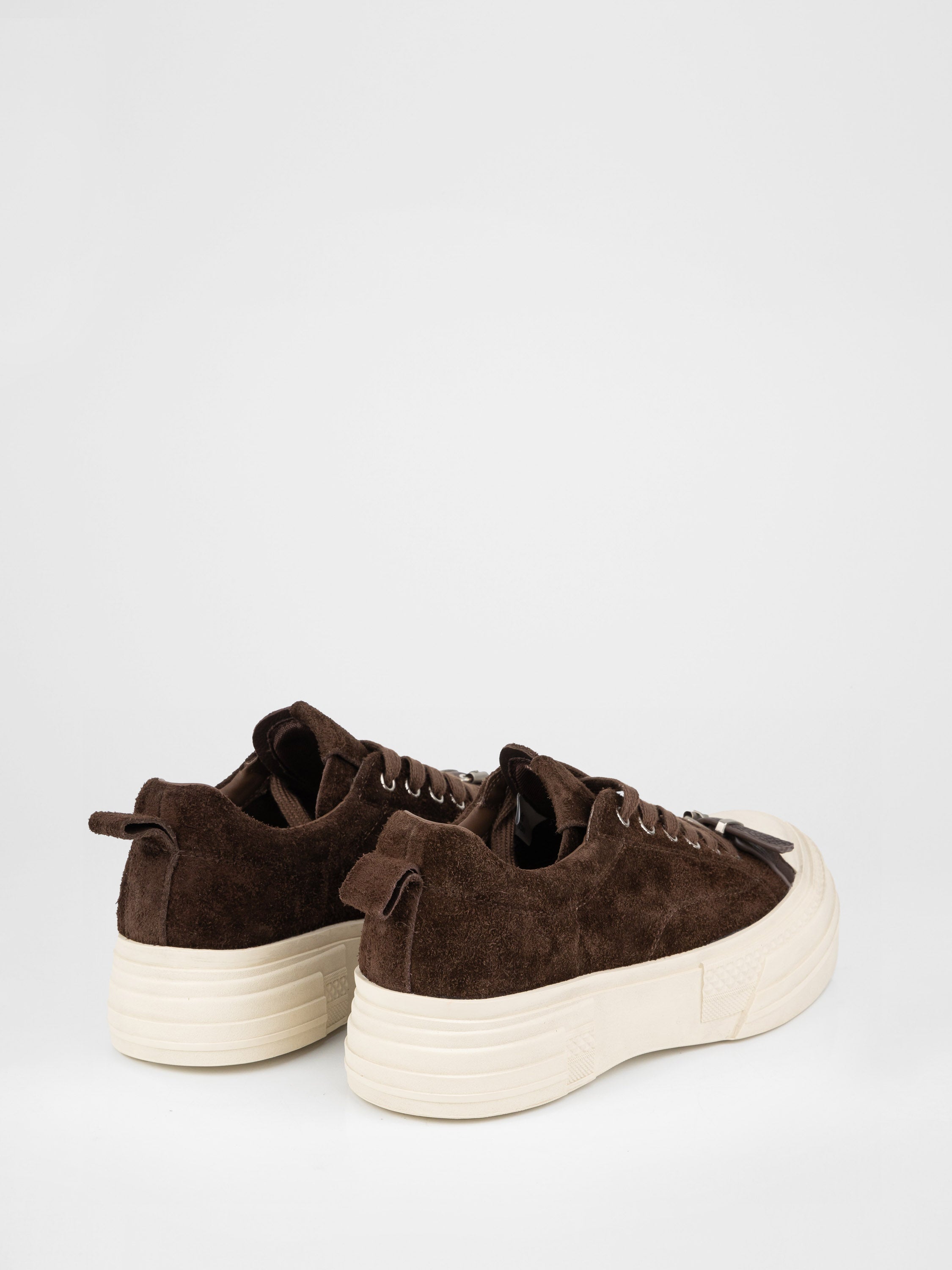 Chocolate-colored sneakers with a chunky sole