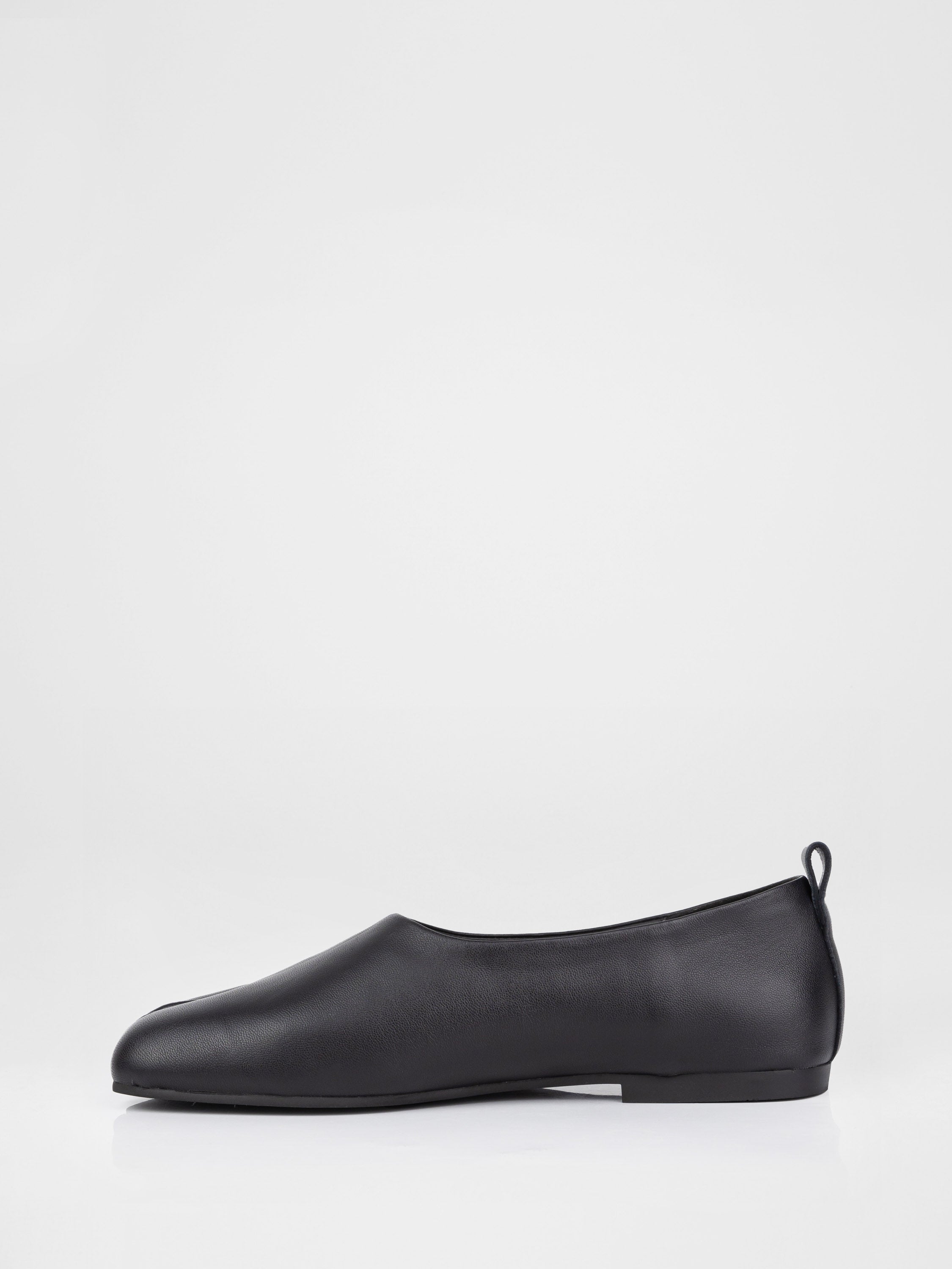 Black leather ballet flats