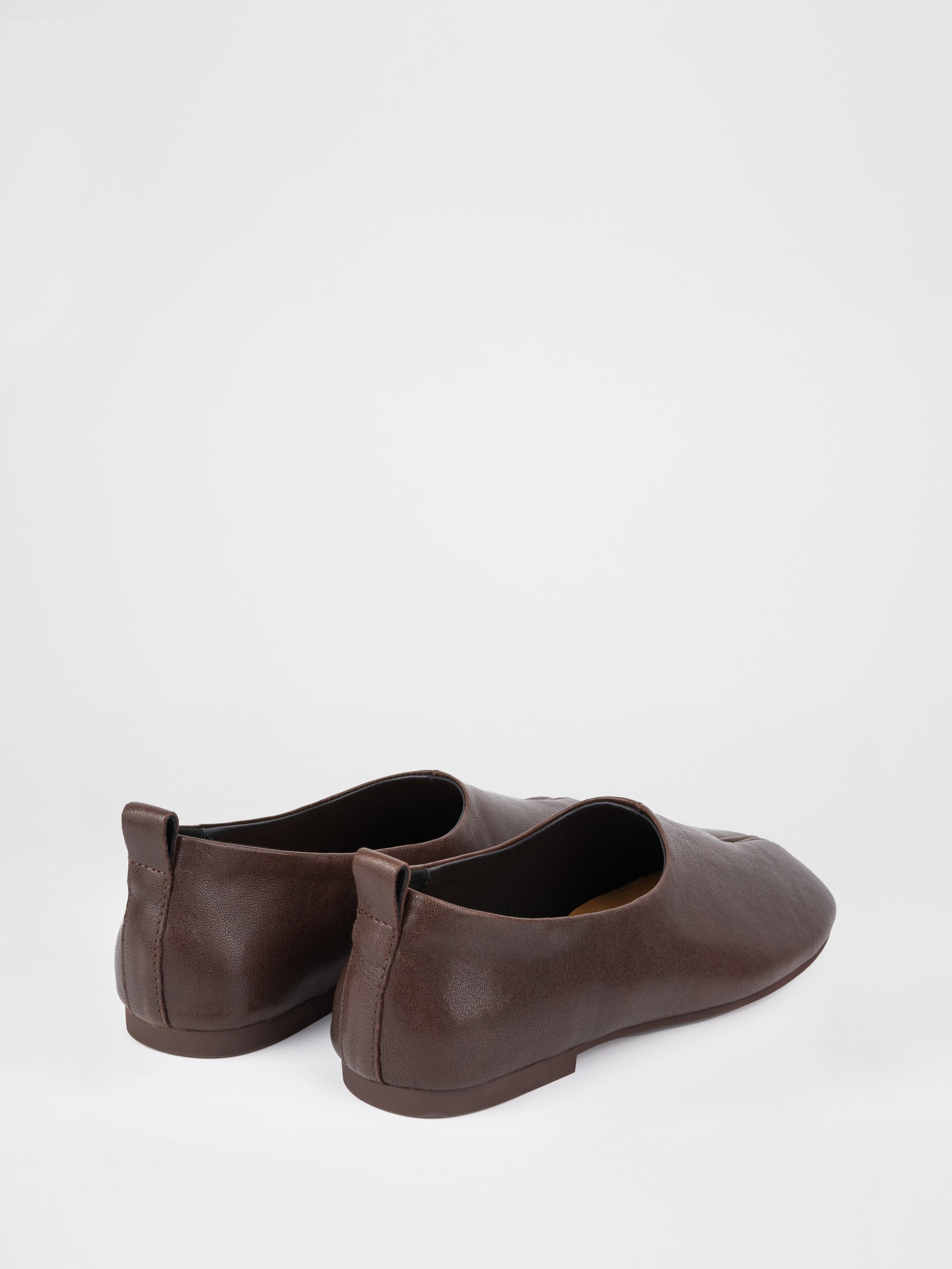 Chocolate-colored leather ballet flats
