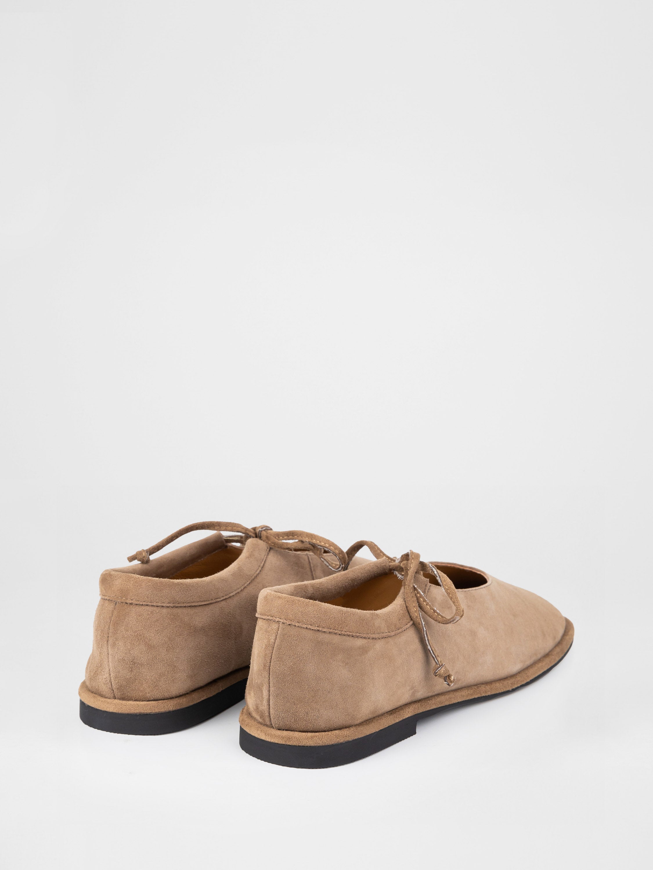 Beige genuine suede ballet flats