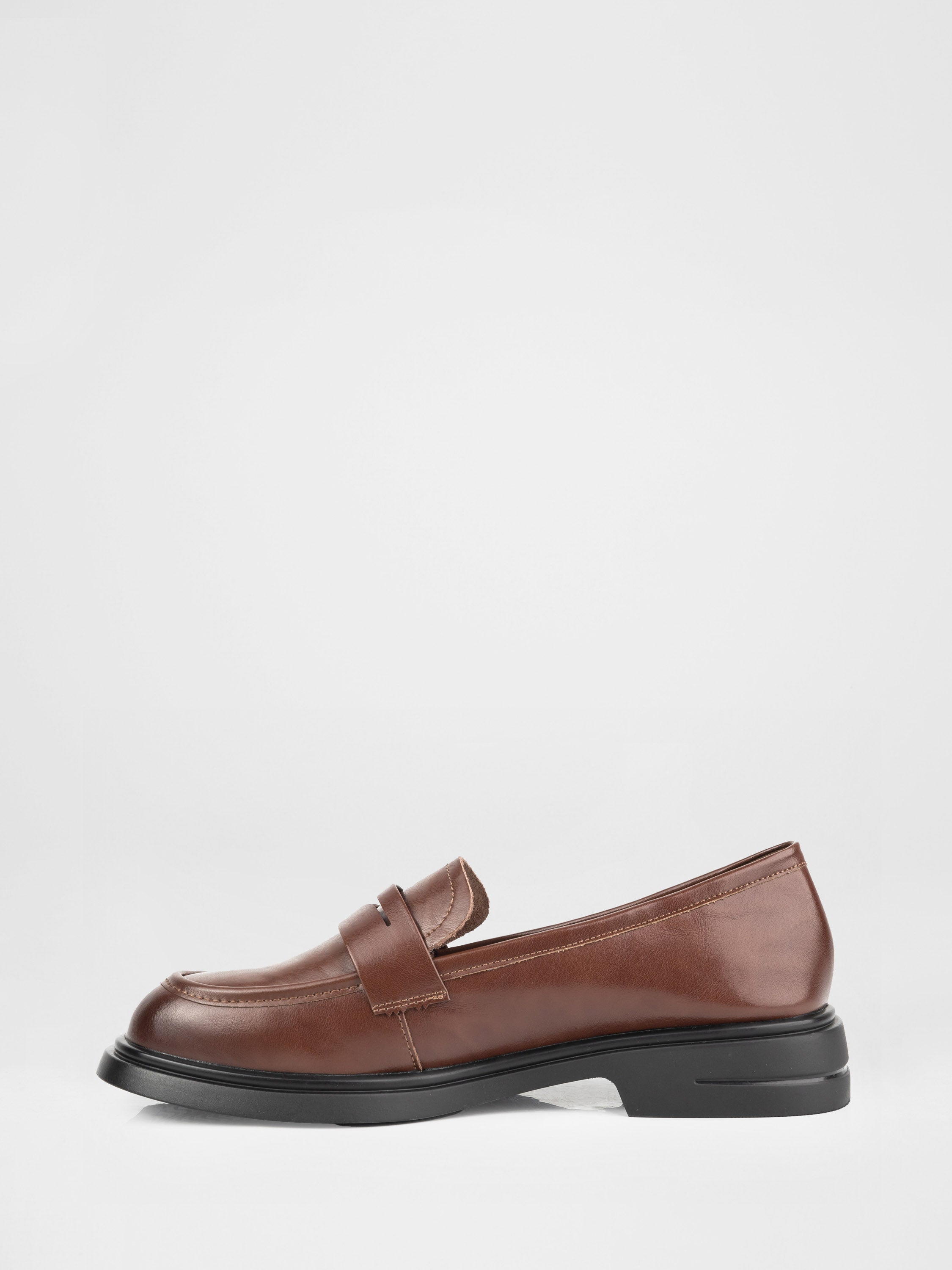 Brown leather loafers