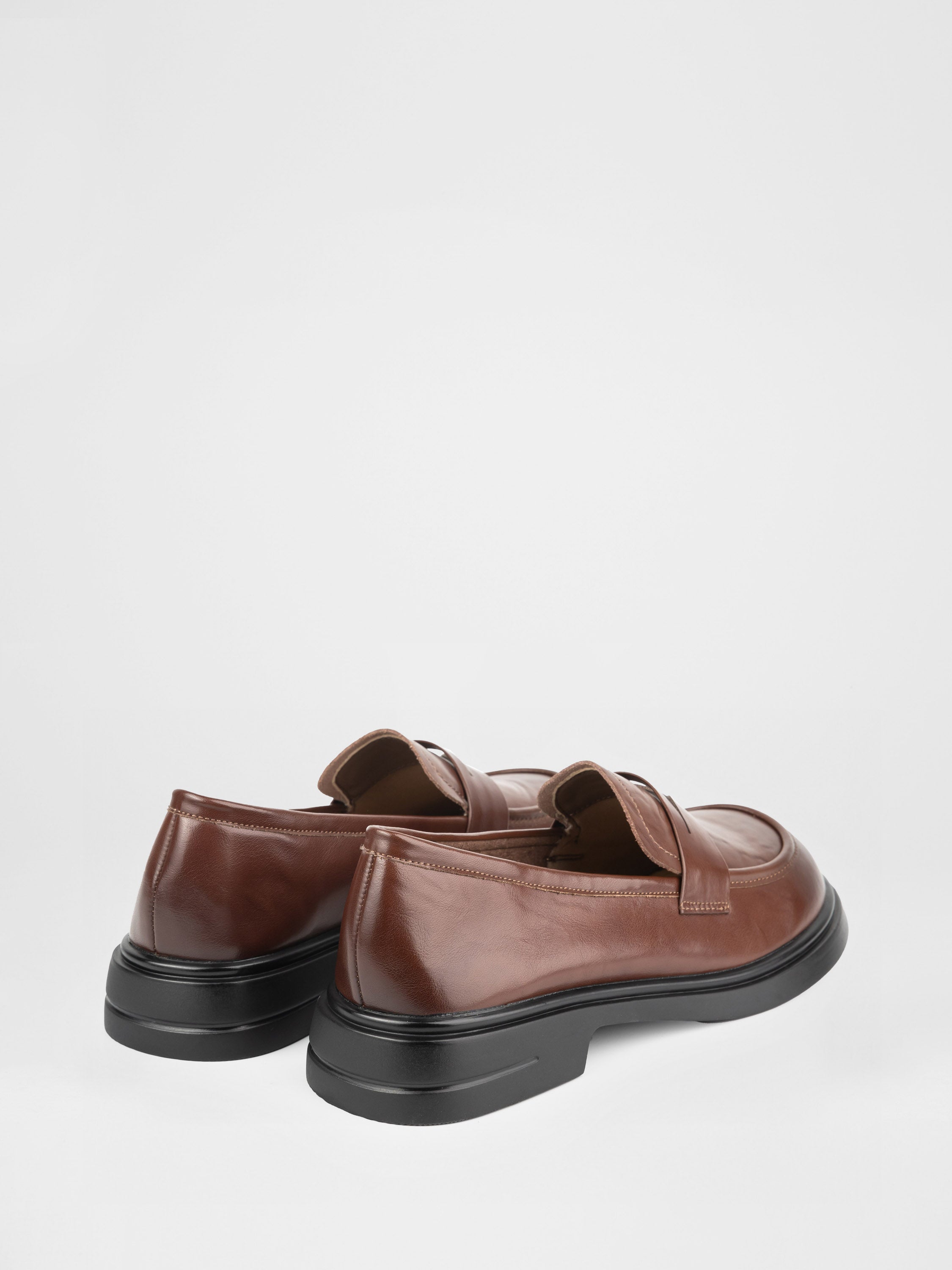 Brown leather loafers