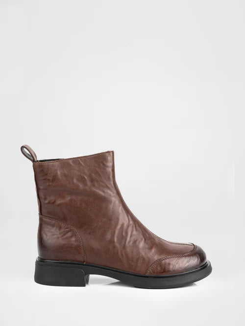 Brown leather boots
