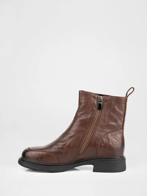 Brown leather boots