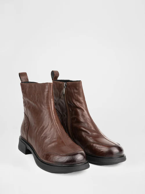 Brown leather boots