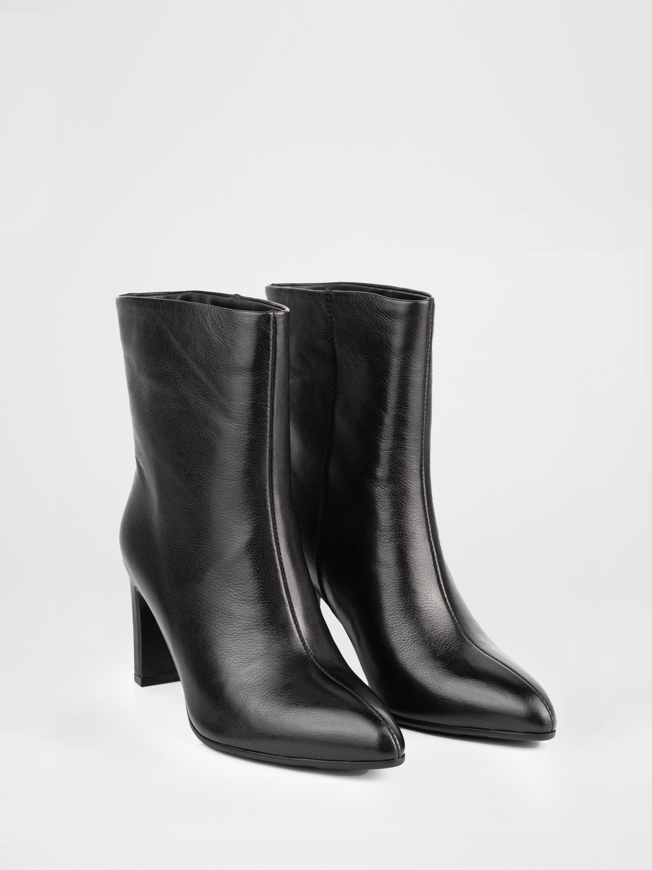 Black leather ankle boots
