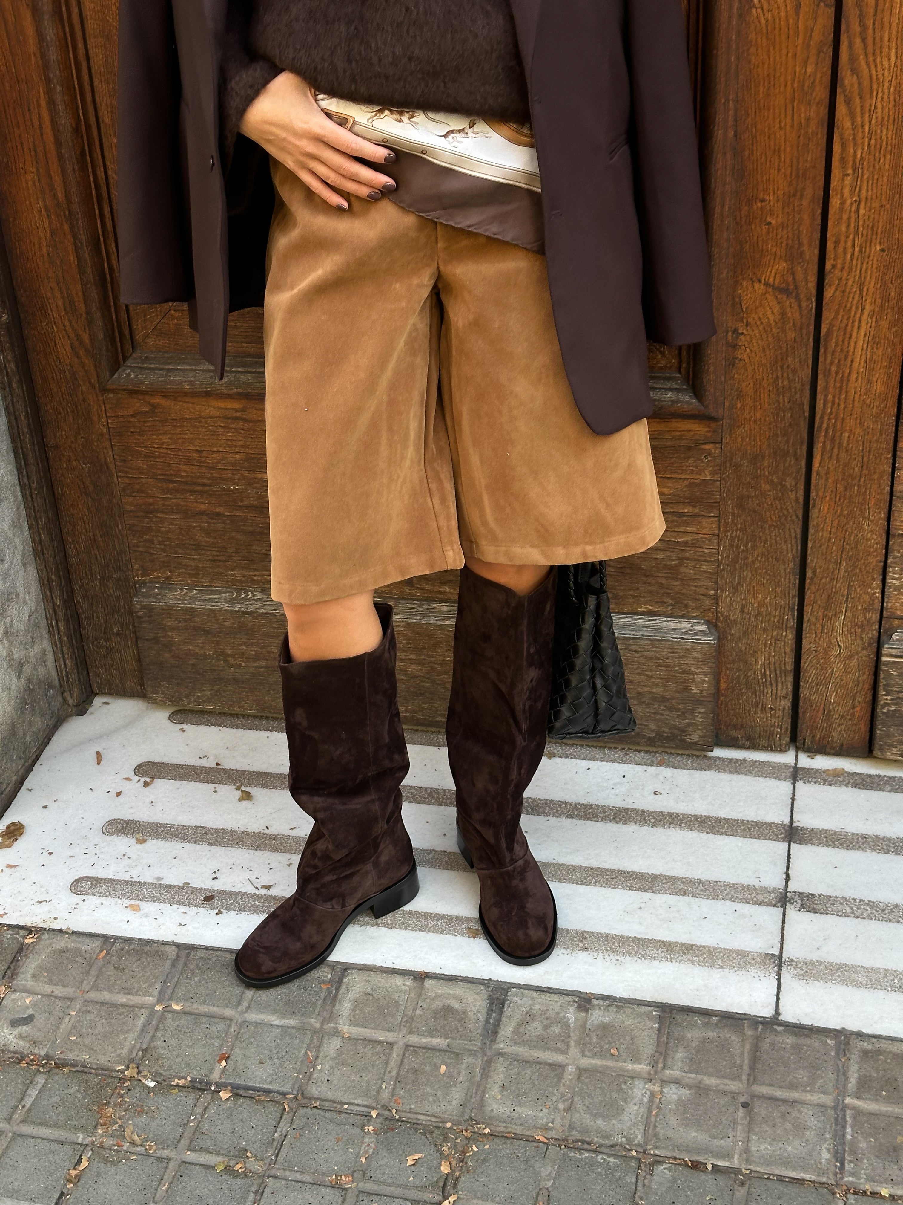 Chocolate-colored Truby boots