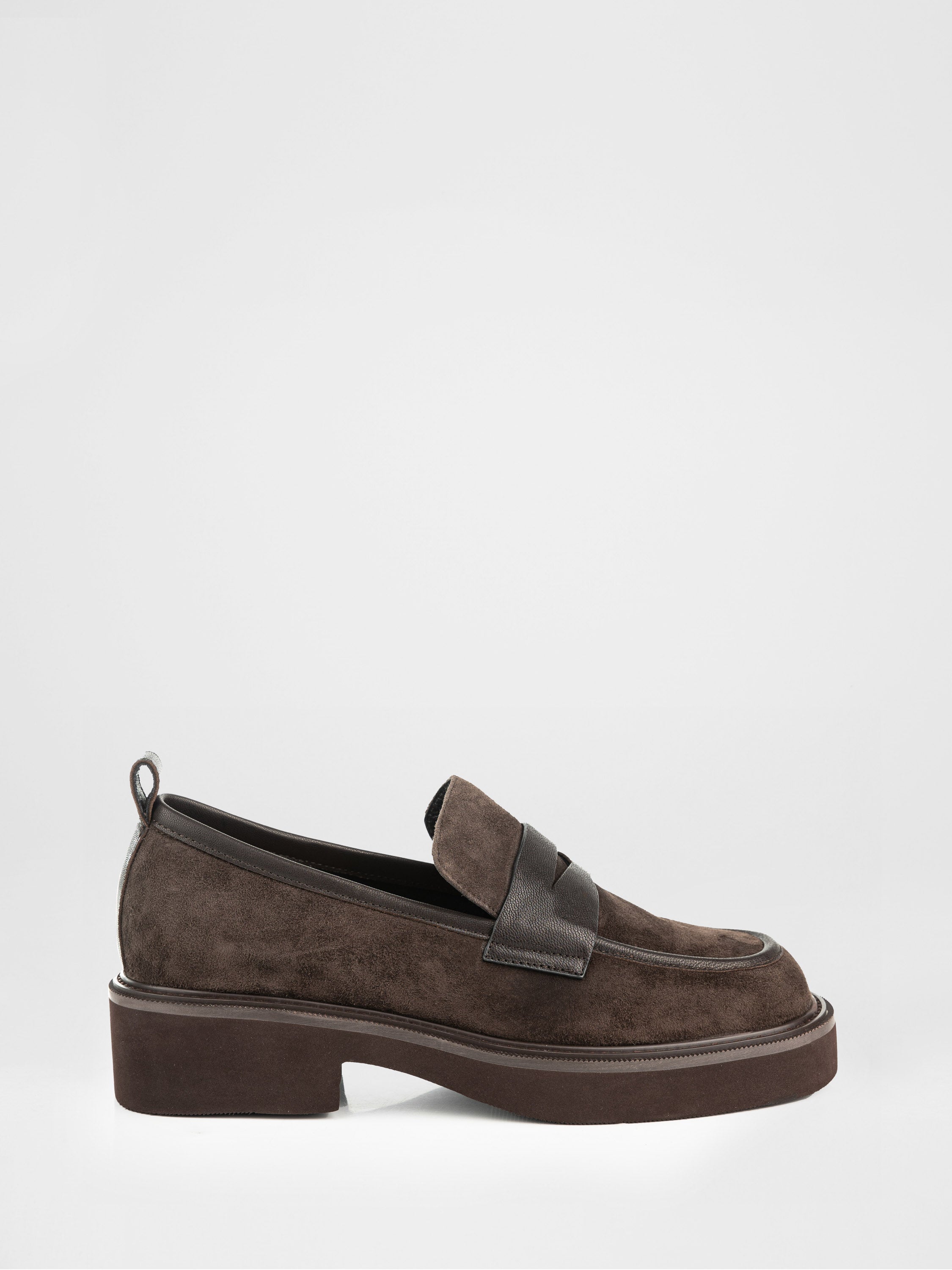 Chocolate suede loafers