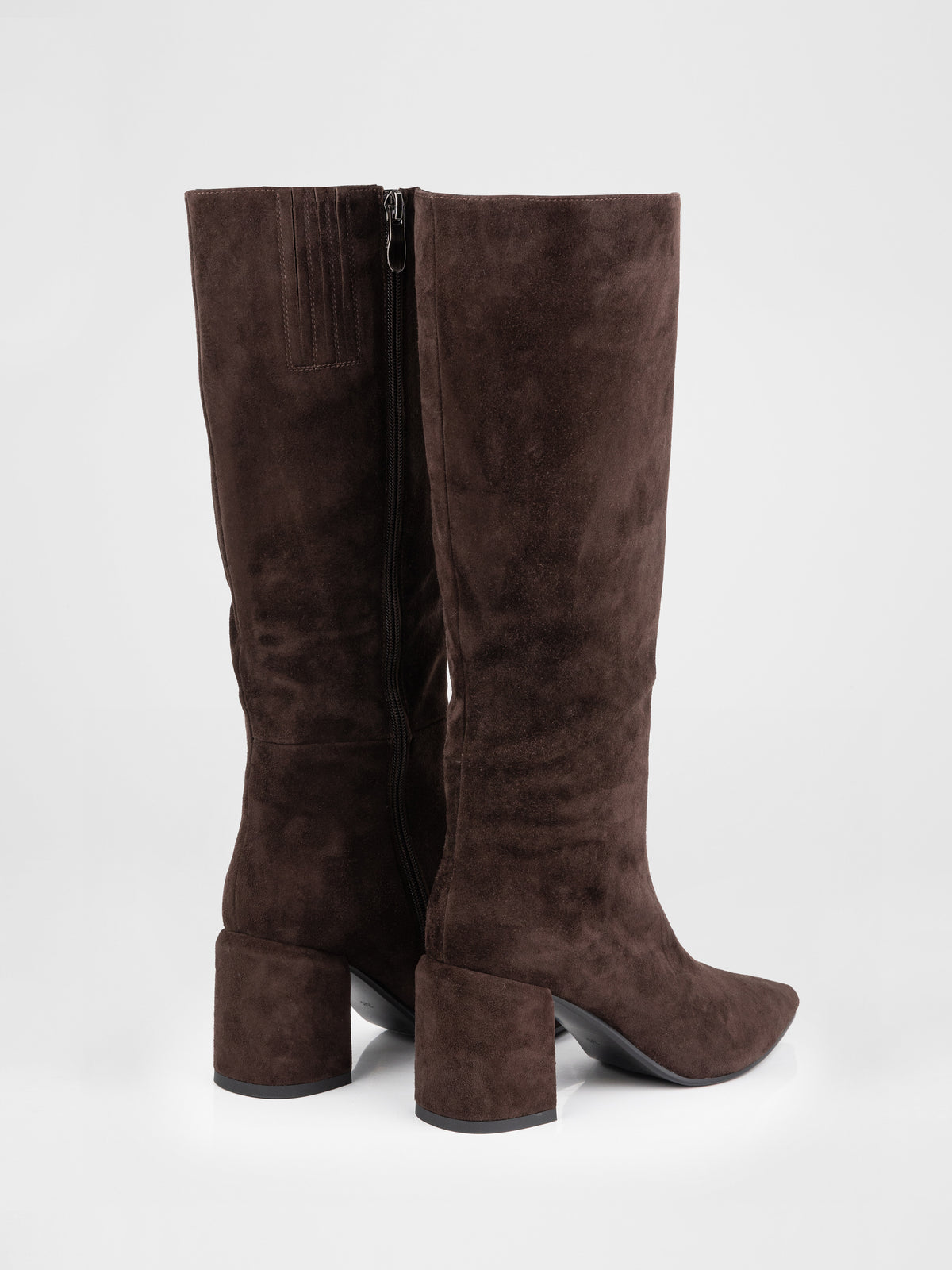 Chocolate Suede High-Heel Knee Boots